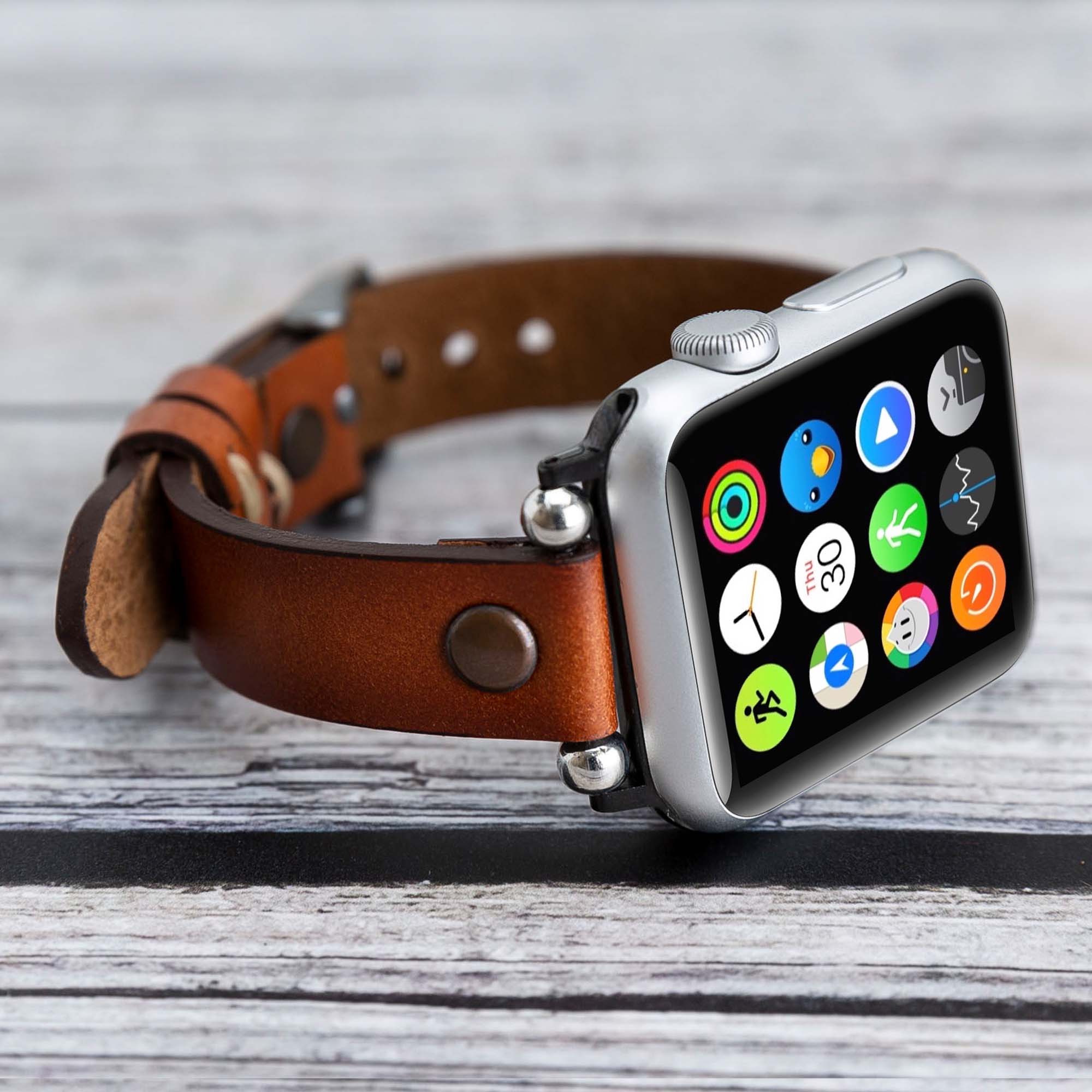 Ferro Strap - Full Grain Leather Band for Apple Watch - EFFECT BROWN - saracleather