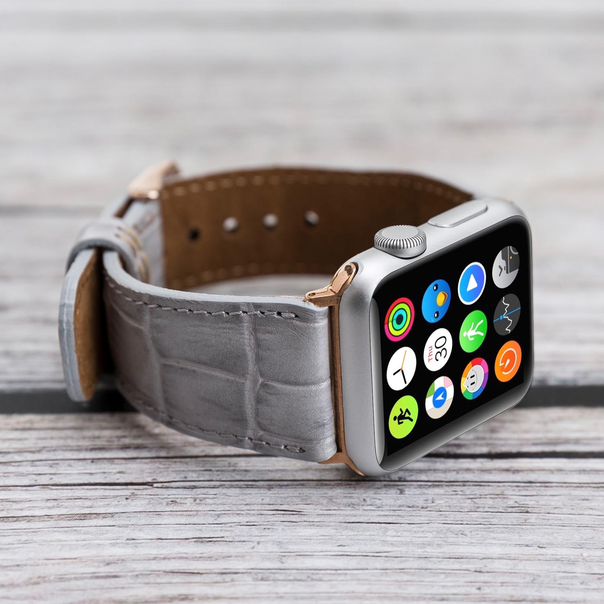 Full Grain Leather Band for Apple Watch - GRAY - saracleather