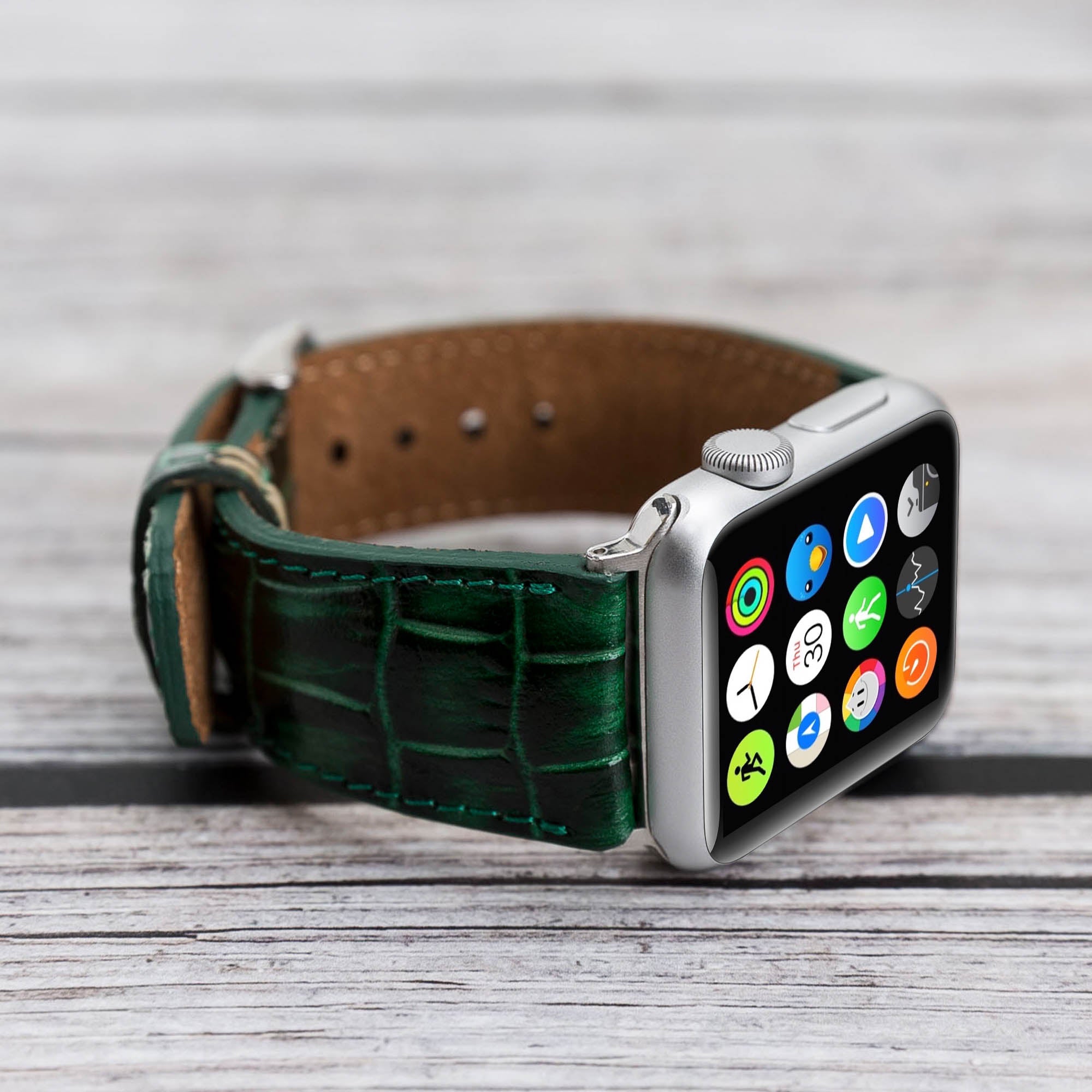 Full Grain Leather Band for Apple Watch - GREEN - saracleather