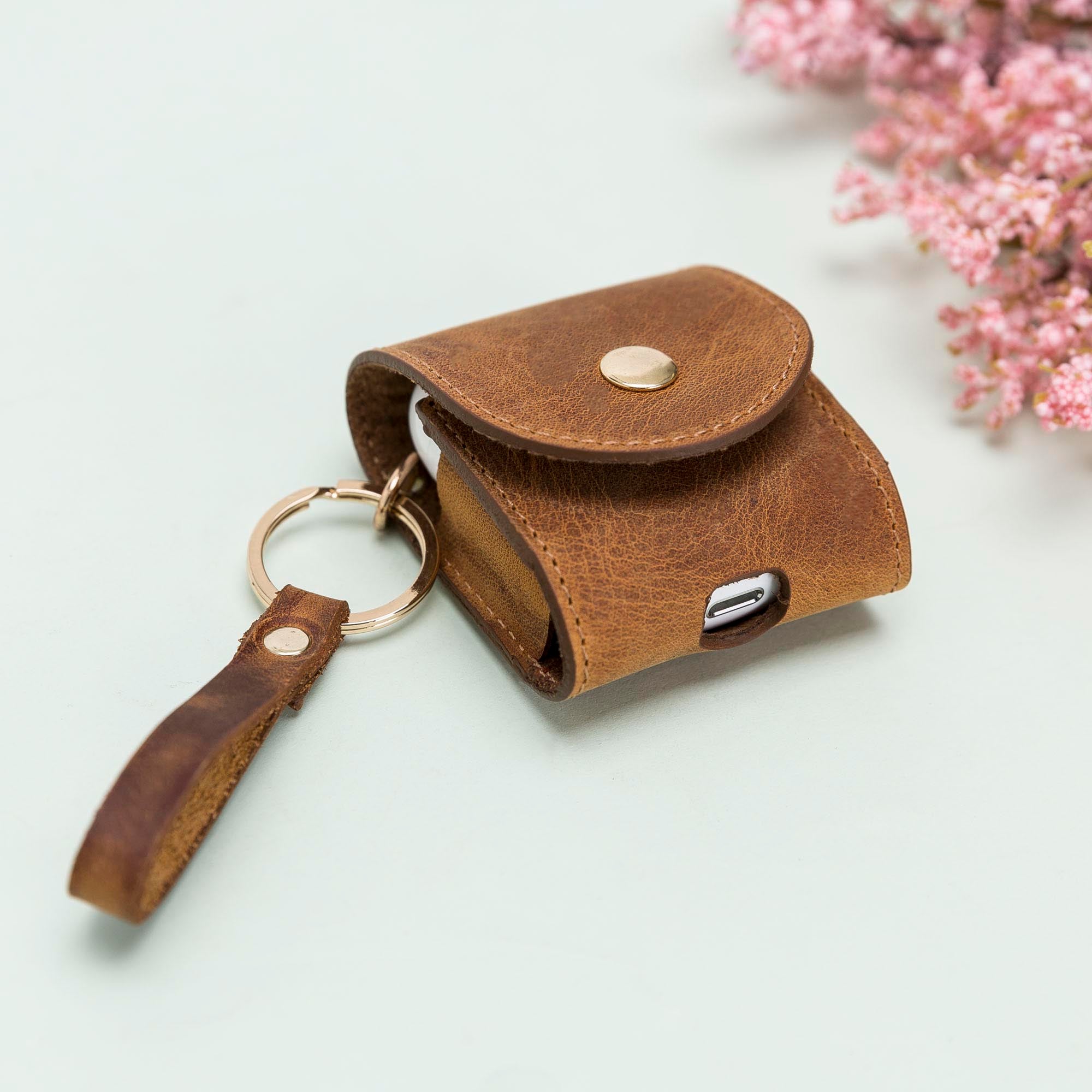 Mai Leather Case for AirPods 1 & 2 - TAN - saracleather