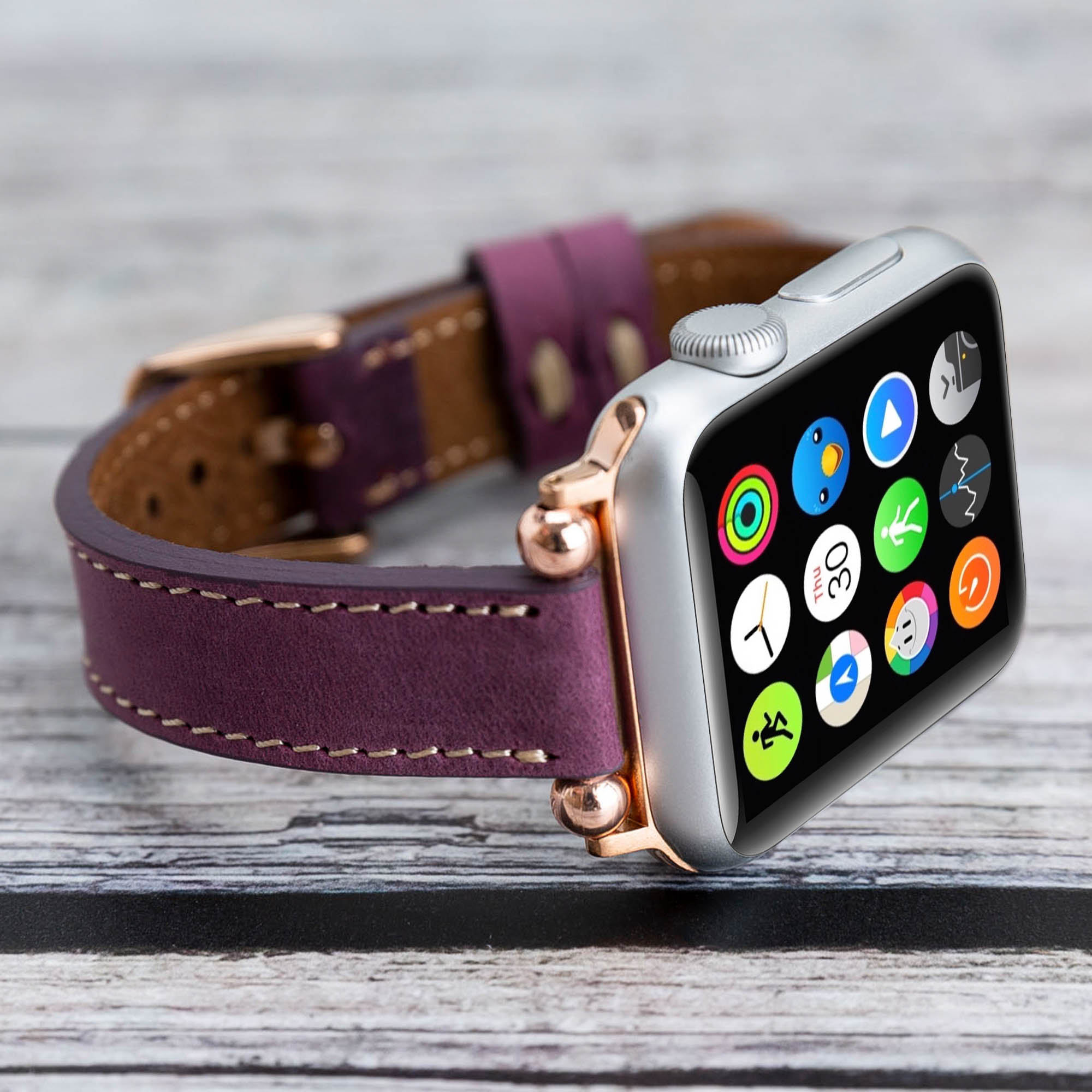 Ferro Strap - Full Grain Leather Band for Apple Watch - PURPLE - saracleather