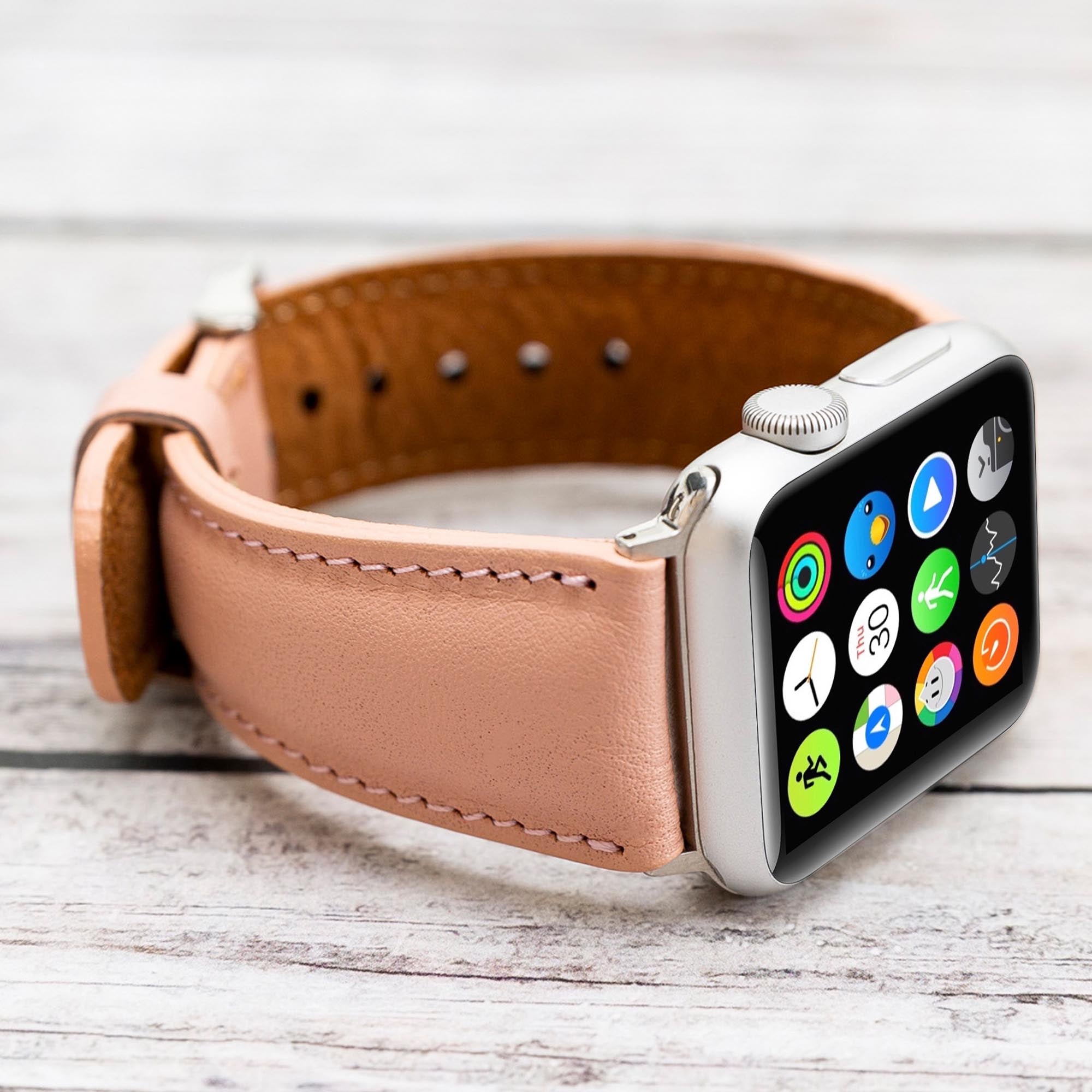 Full Grain Leather Band for Apple Watch - PINK - saracleather