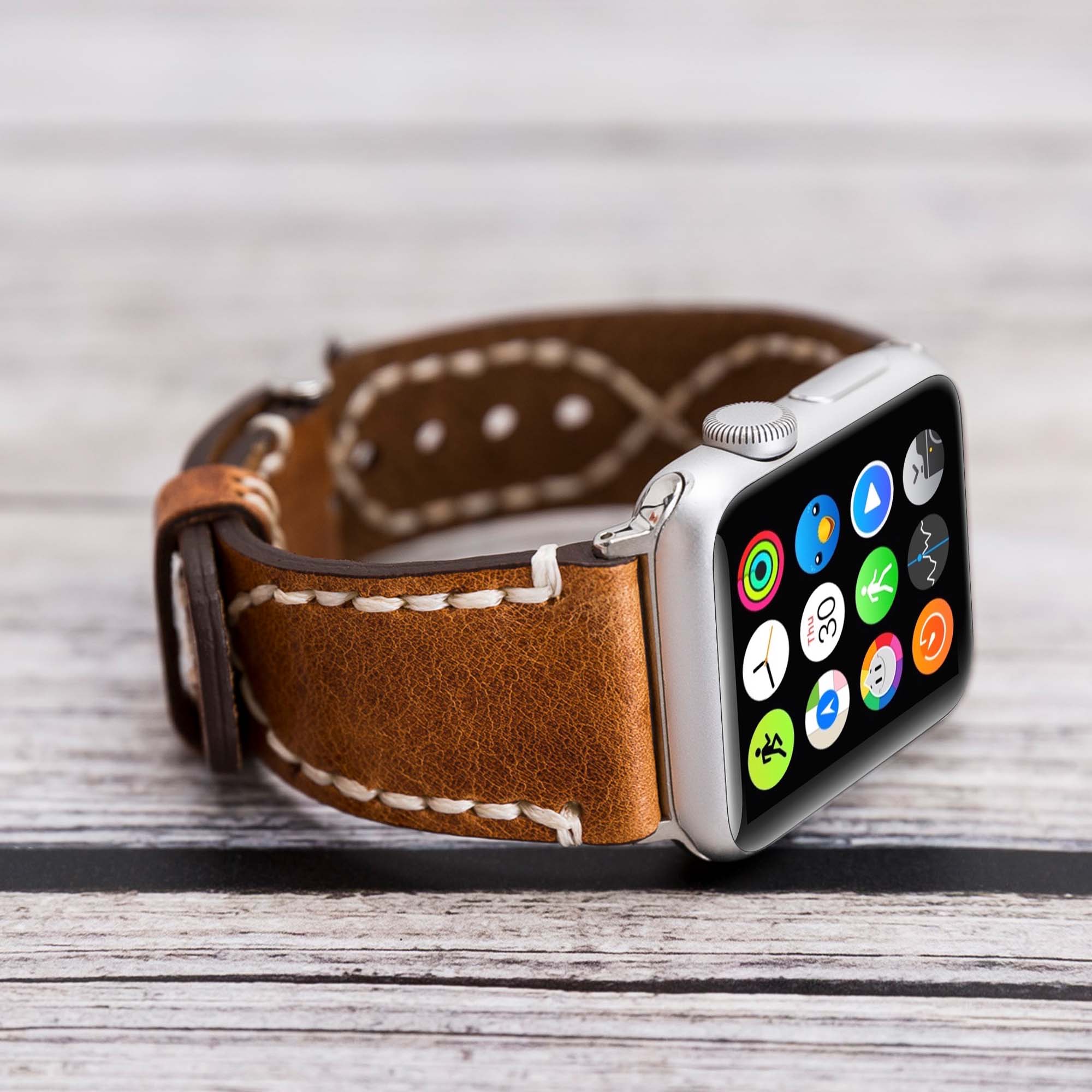 Full Grain Leather Band for Apple Watch - CAMEL - saracleather