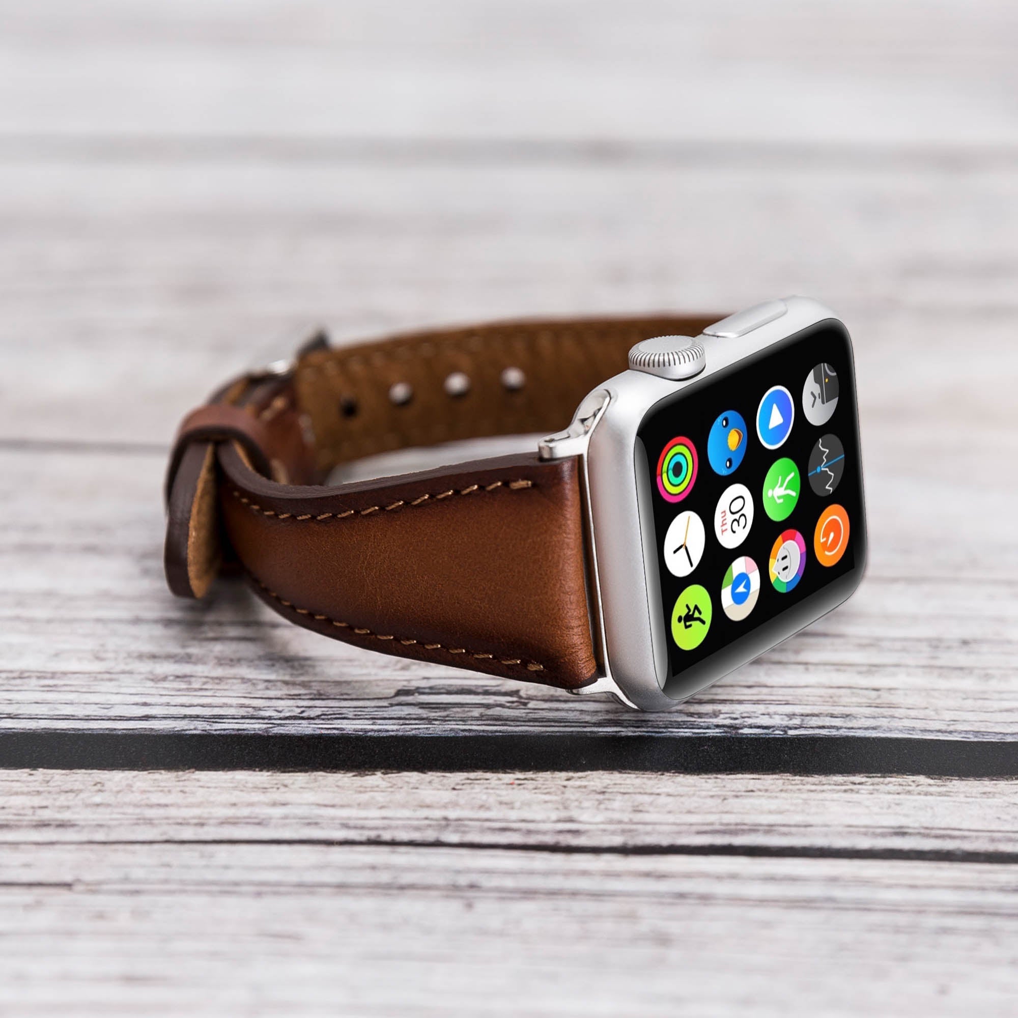 Slim Strap - Full Grain Leather Band for Apple Watch 38mm / 40mm - EFFECT BROWN - saracleather