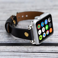 Ferro Strap - Full Grain Leather Band for Apple Watch - BLACK - saracleather