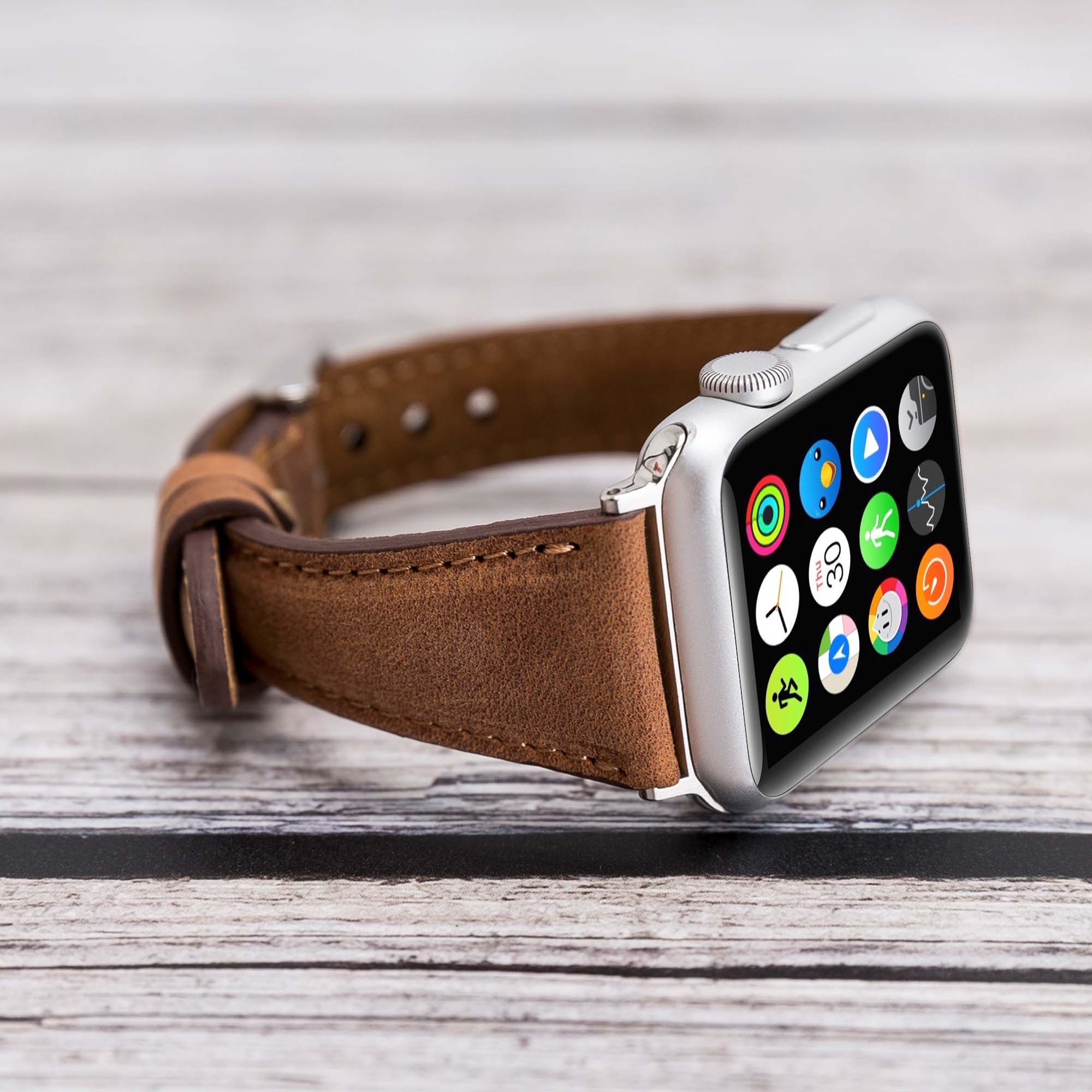 Slim Strap - Full Grain Leather Band for Apple Watch 38mm / 40mm - BROWN - saracleather