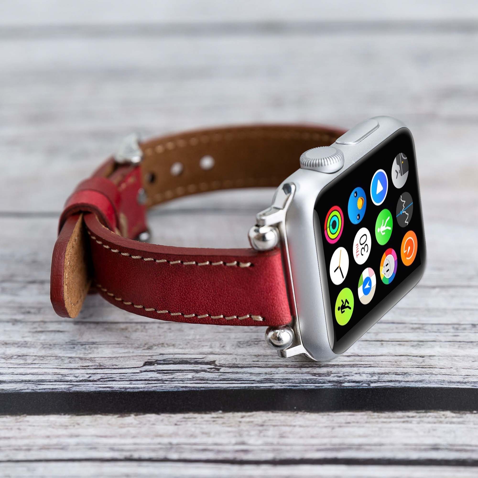 Ferro Strap - Full Grain Leather Band for Apple Watch - EFFECT RED - saracleather