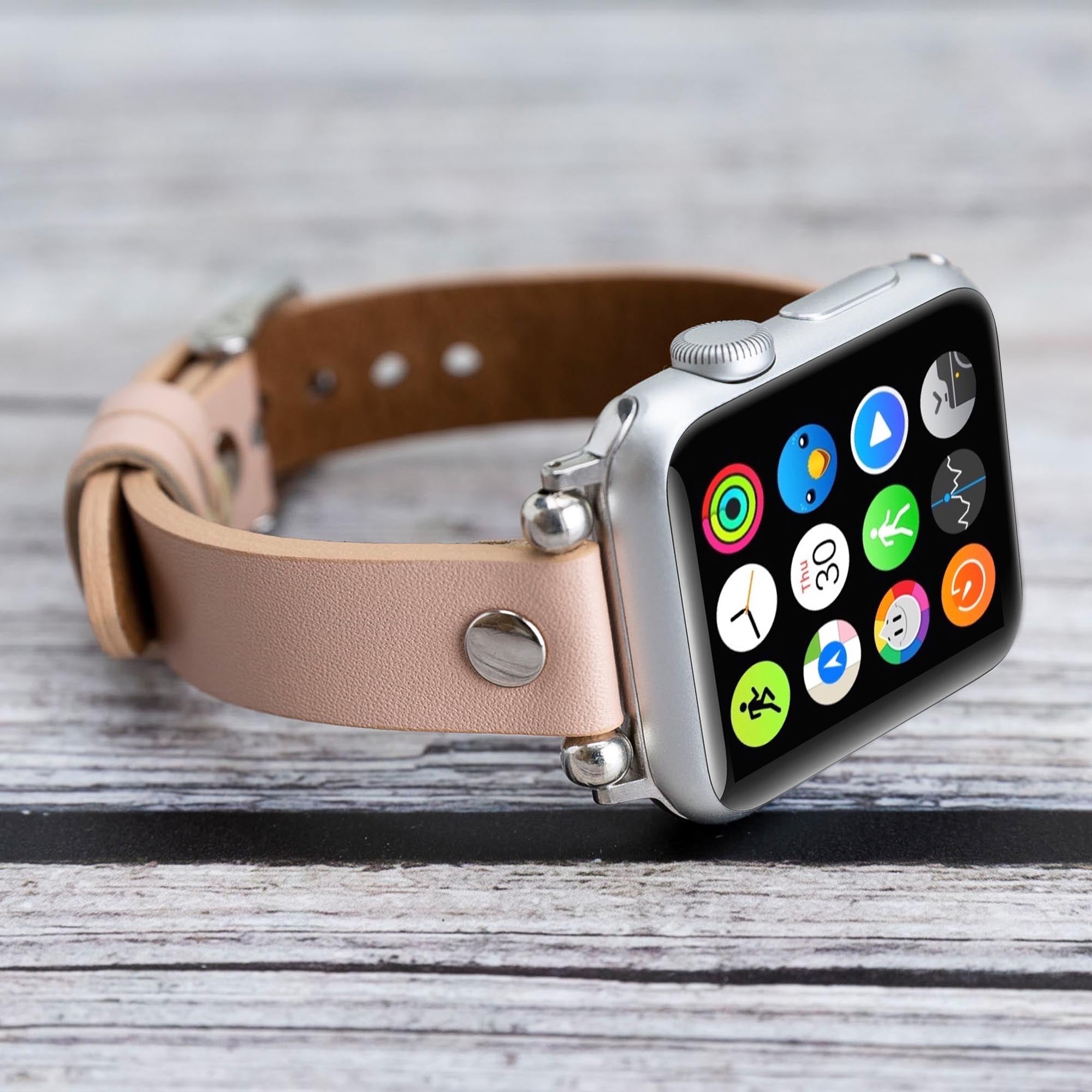 Ferro Strap - Full Grain Leather Band for Apple Watch - PINK - saracleather