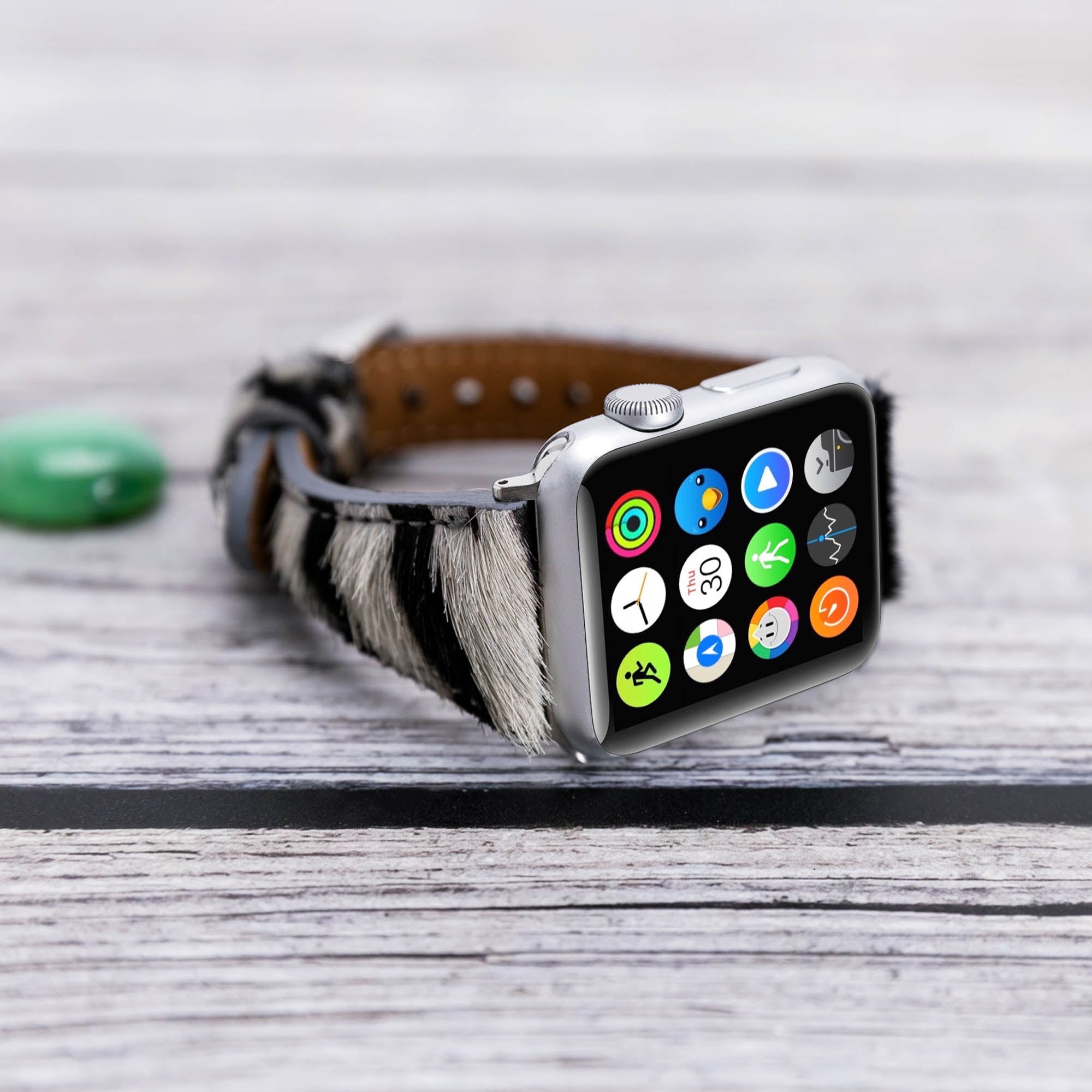 Slim Strap - Full Grain Leather Band for Apple Watch 38mm / 40mm - FURRY ZEBRA PATTERNED - saracleather