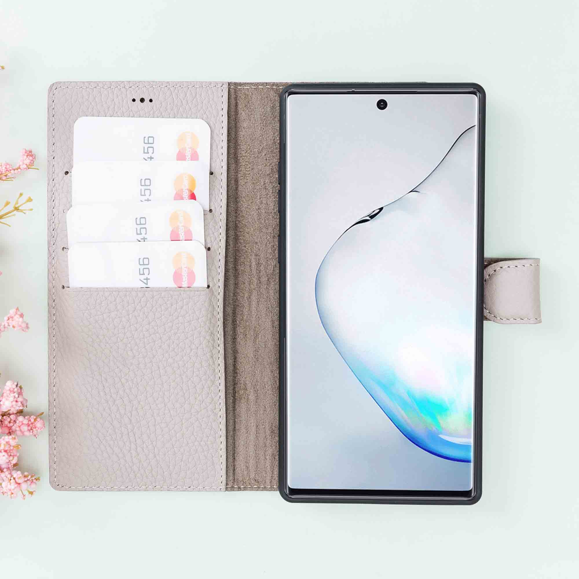 Magic Magnetic Detachable Leather Wallet Case for Samsung Galaxy Note 10 Plus / Note 10 Plus 5G - GRAY - saracleather