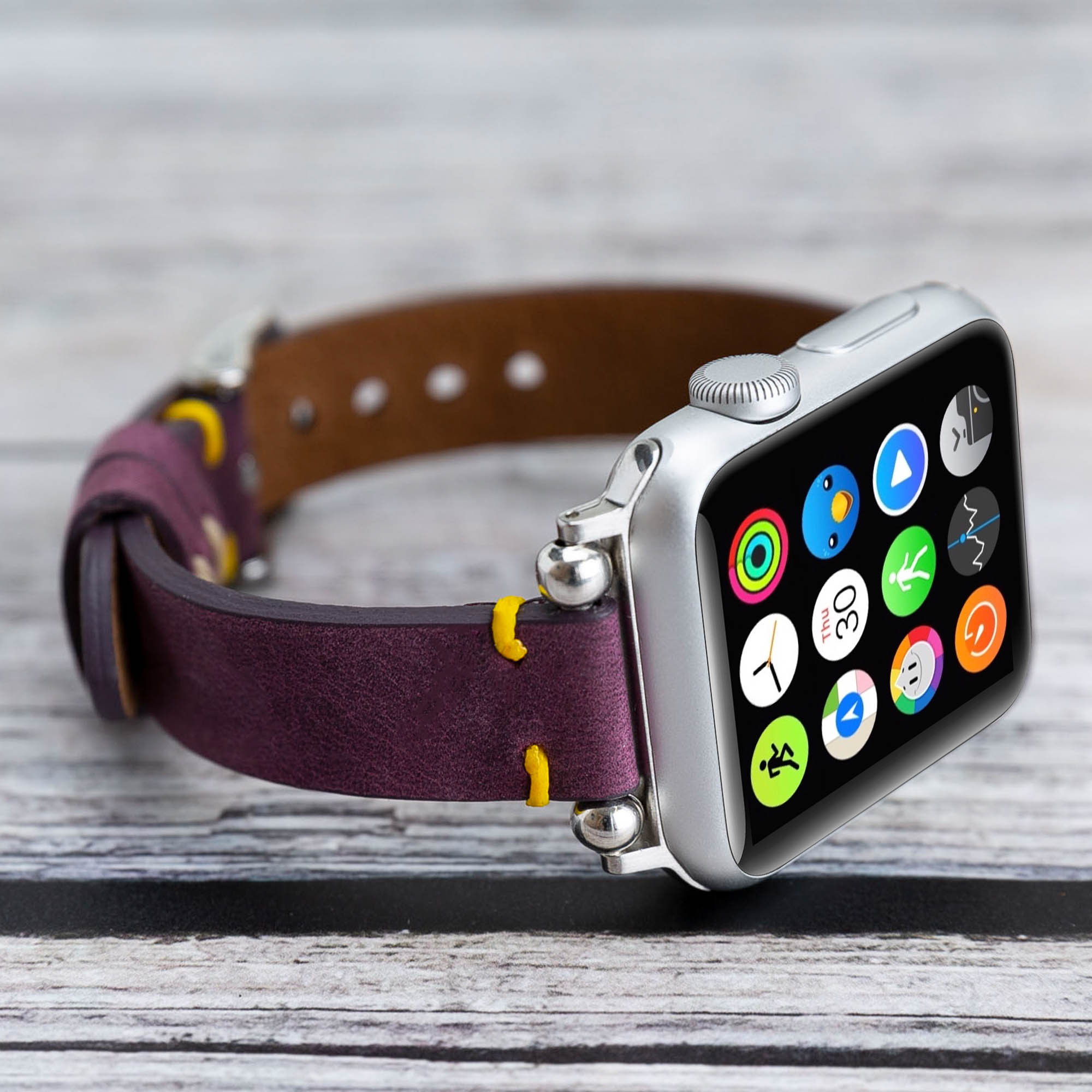 Ferro Strap - Full Grain Leather Band for Apple Watch - PURPLE - saracleather