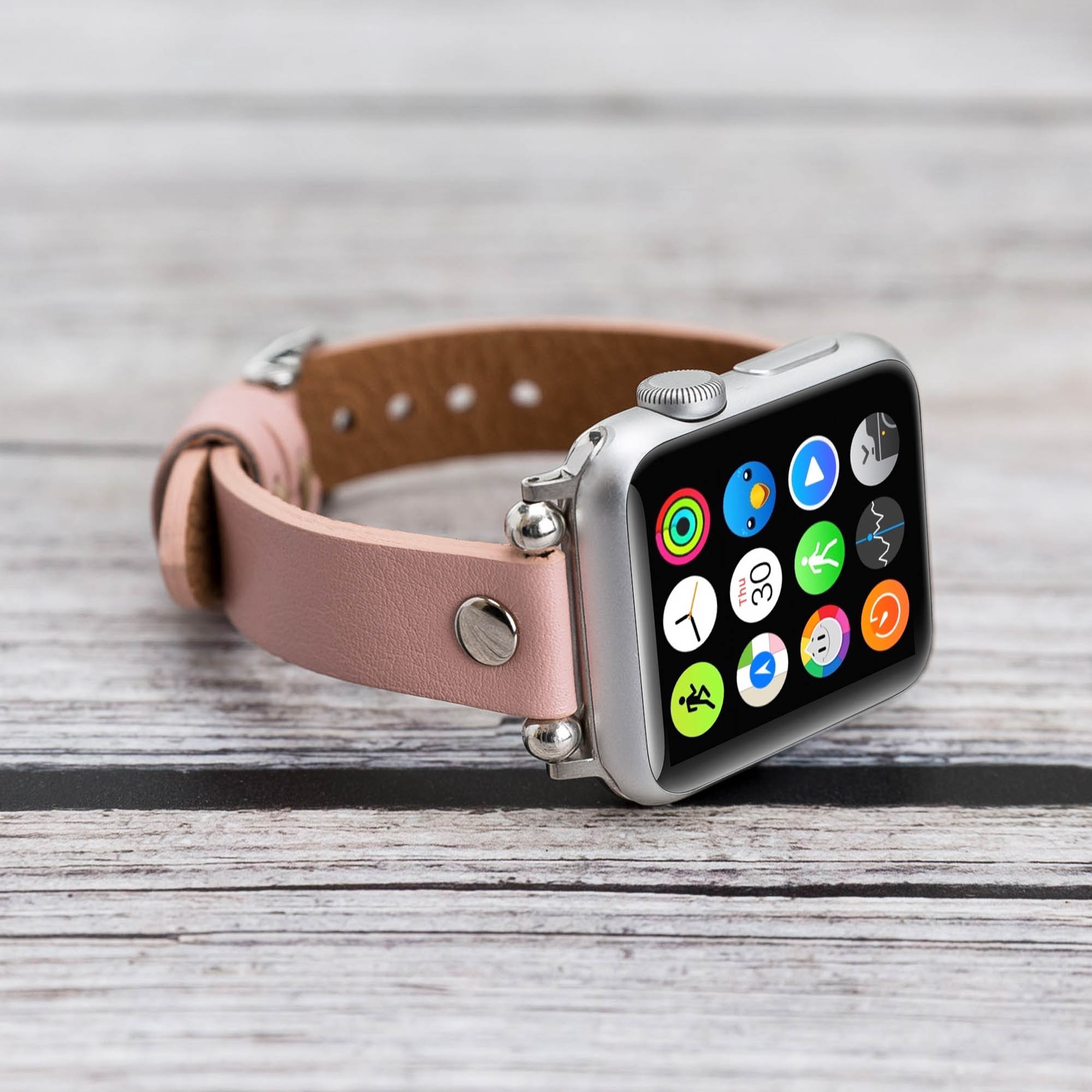 Ferro Strap - Full Grain Leather Band for Apple Watch - PINK - saracleather