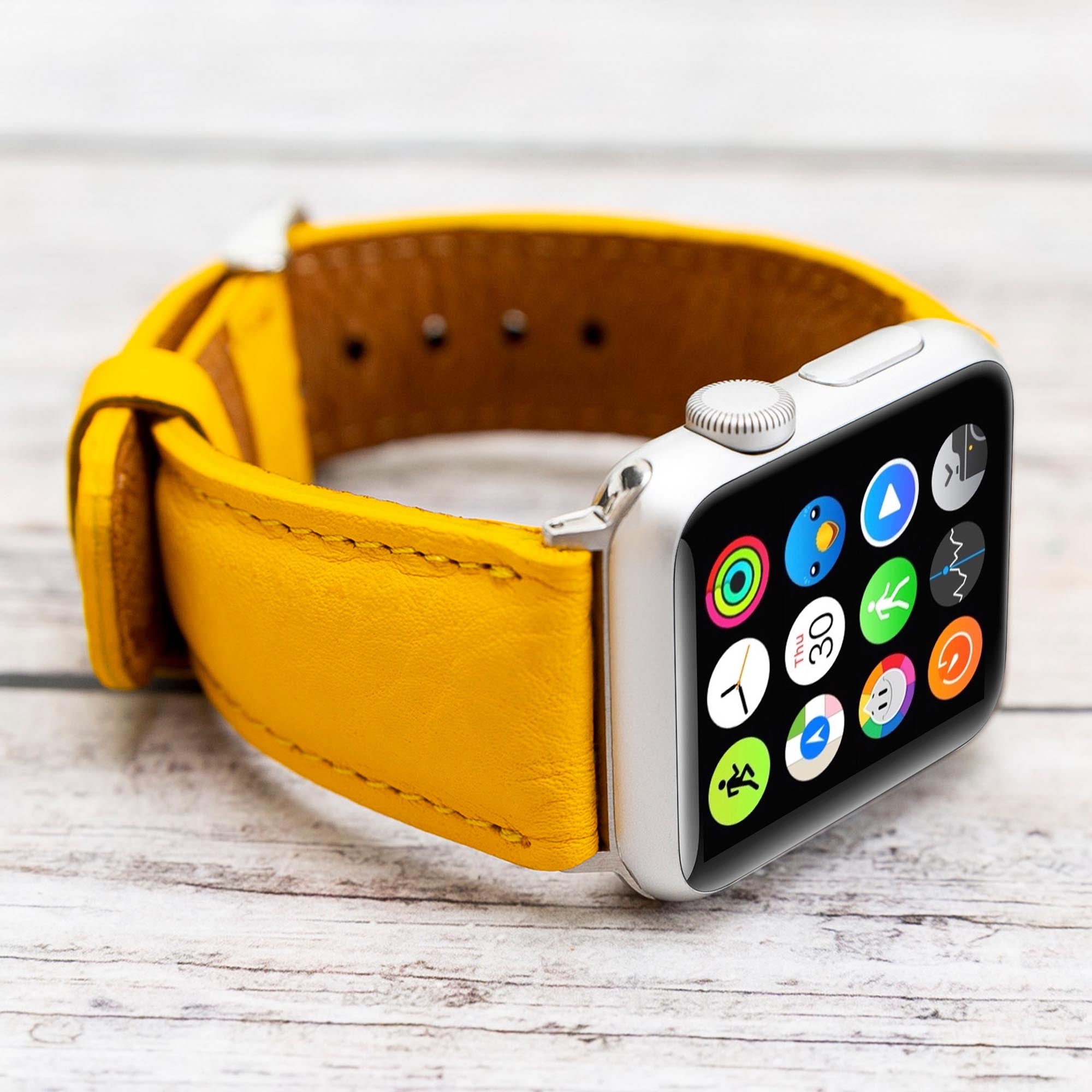 Full Grain Leather Band for Apple Watch - YELLOW - saracleather