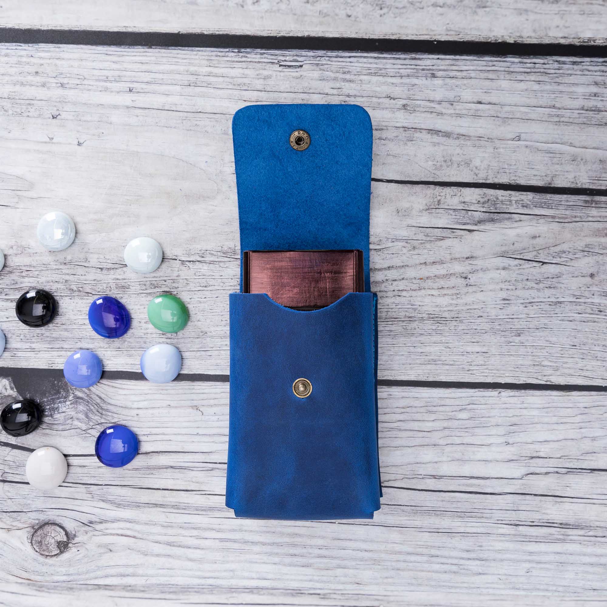 Troy Leather Case for Cigarette - BLUE - saracleather