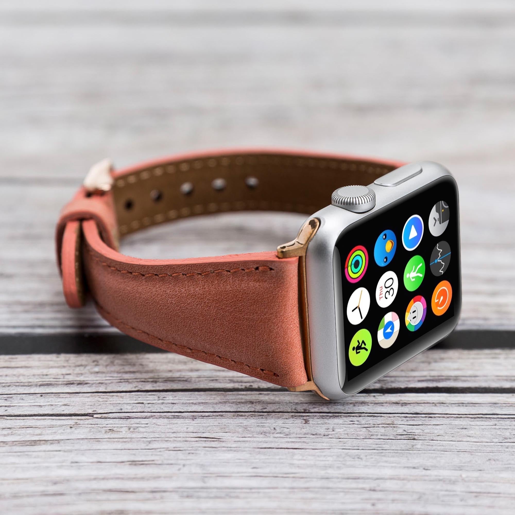 Slim Strap - Full Grain Leather Band for Apple Watch 38mm / 40mm - POMEGRANATE FLOWER - saracleather