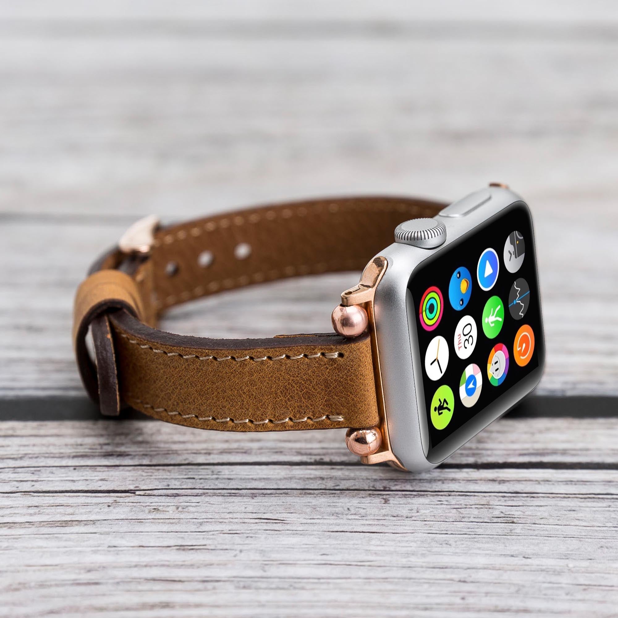 Ferro Strap - Full Grain Leather Band for Apple Watch - TAN - saracleather