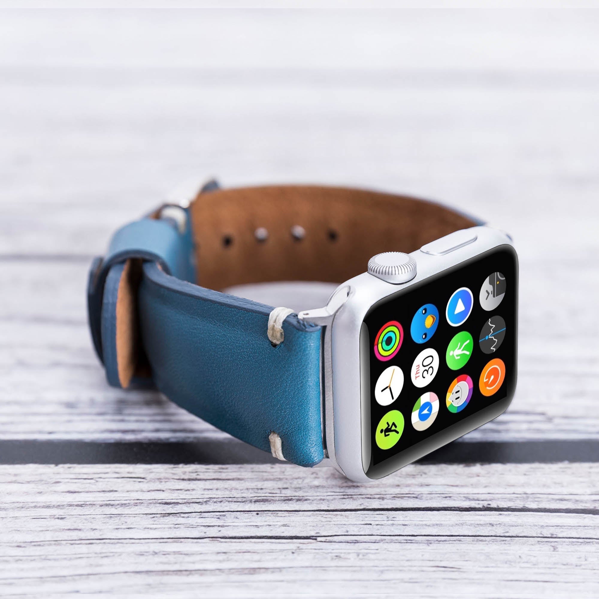 Full Grain Leather Band for Apple Watch - BLUE - saracleather