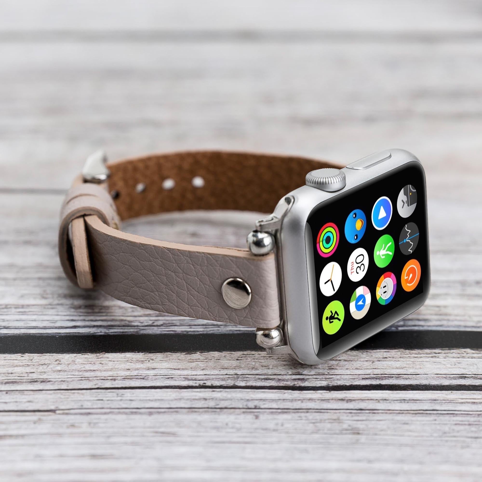 Ferro Strap - Full Grain Leather Band for Apple Watch - GRAY - saracleather