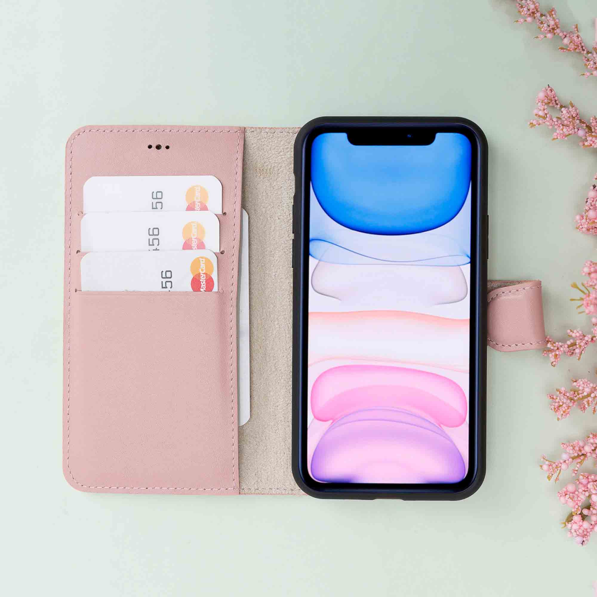 Magic Magnetic Detachable Leather Wallet Case for iPhone 11 Pro (5.8") - PINK - saracleather