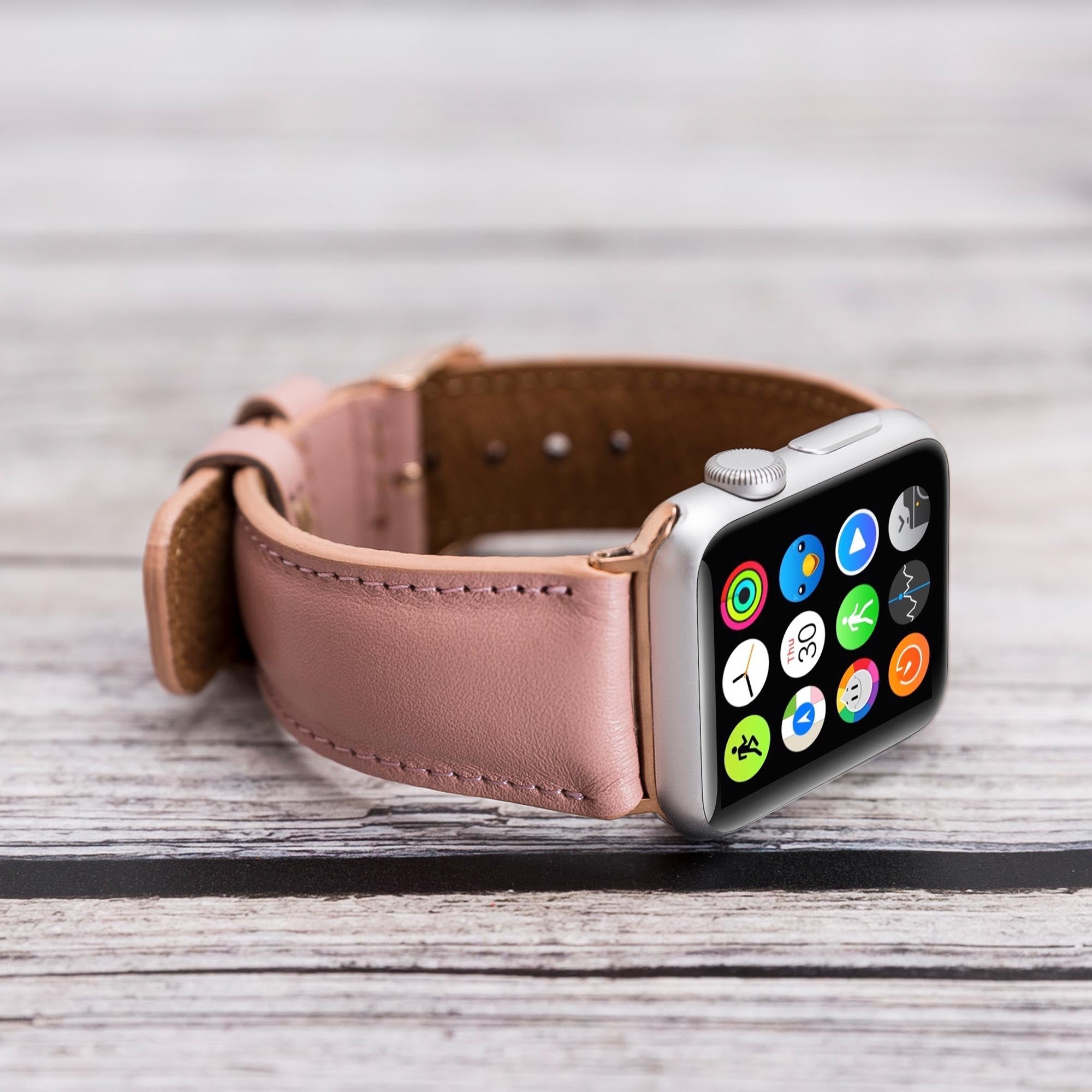 Full Grain Leather Band for Apple Watch - PINK - saracleather