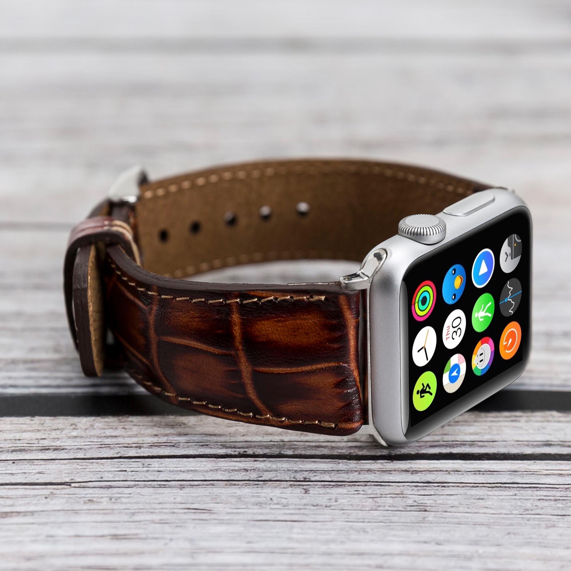 Full Grain Leather Band for Apple Watch - BROWN - saracleather