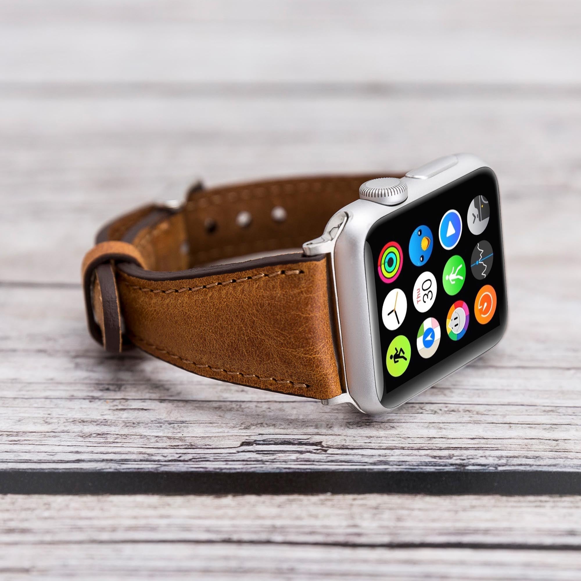 Slim Strap - Full Grain Leather Band for Apple Watch 38mm / 40mm - TAN - saracleather