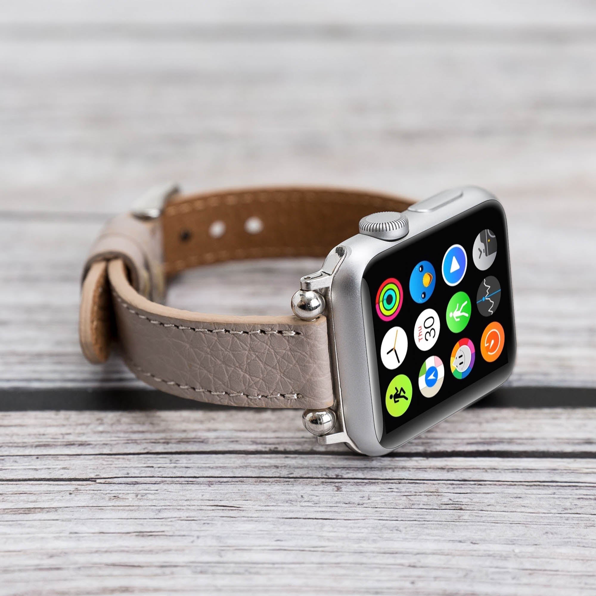 Ferro Strap - Full Grain Leather Band for Apple Watch - GRAY - saracleather