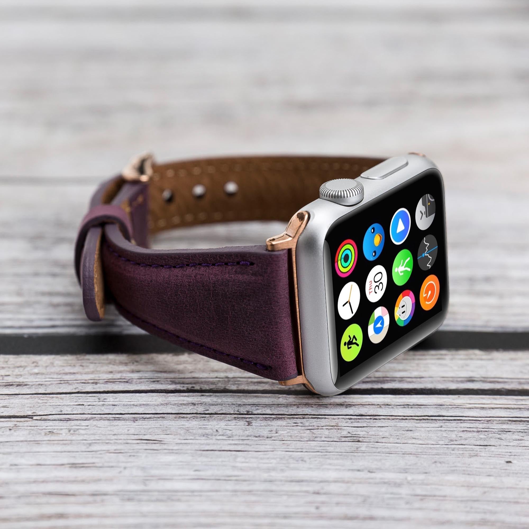 Slim Strap - Full Grain Leather Band for Apple Watch 38mm / 40mm - PURPLE - saracleather