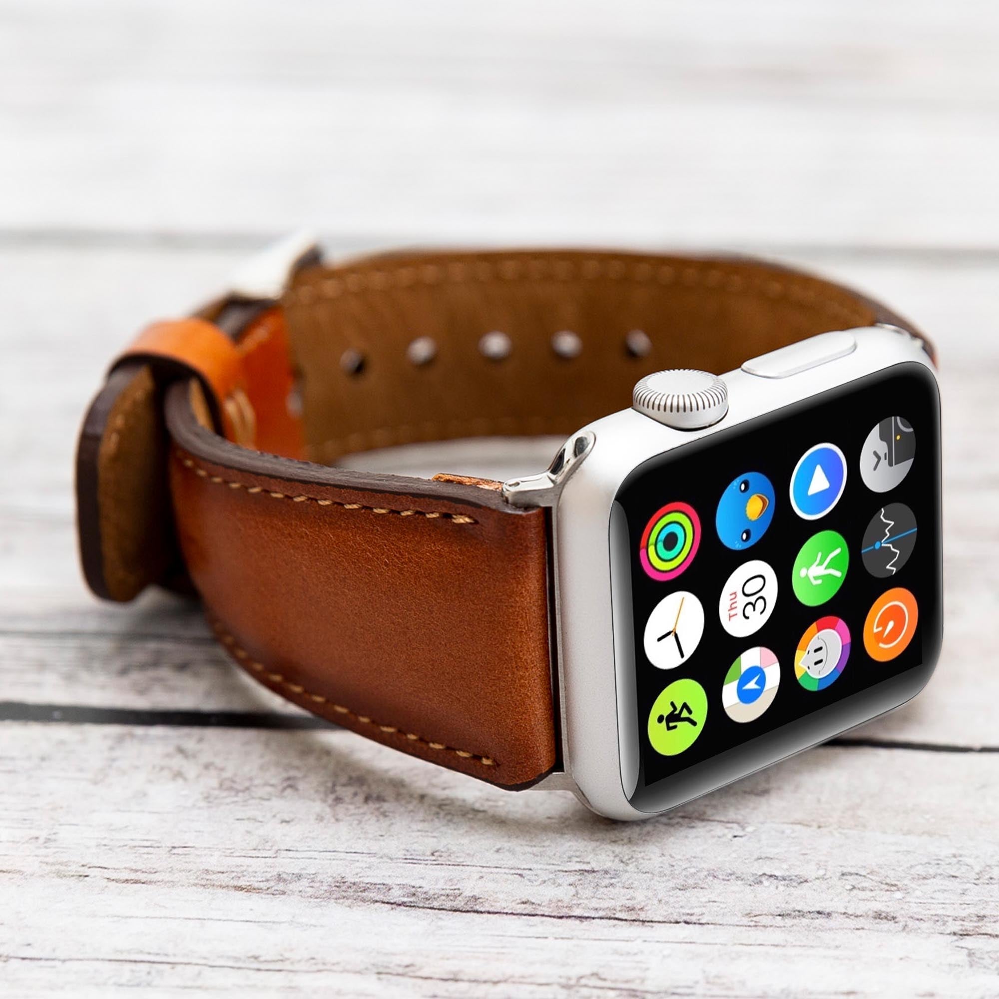 Full Grain Leather Band for Apple Watch - EFFECT TAN - saracleather