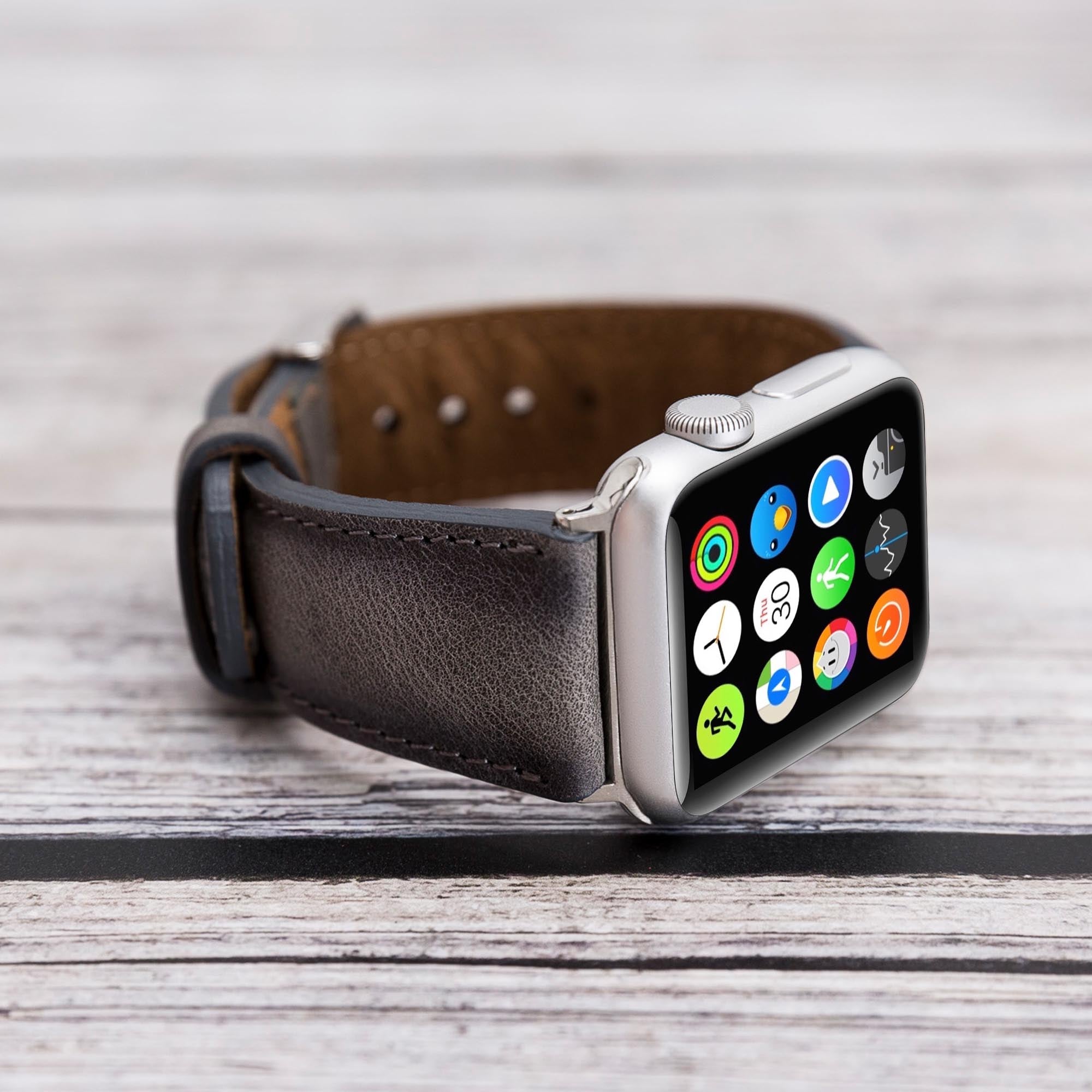 Full Grain Leather Band for Apple Watch - EFFECT GRAY - saracleather