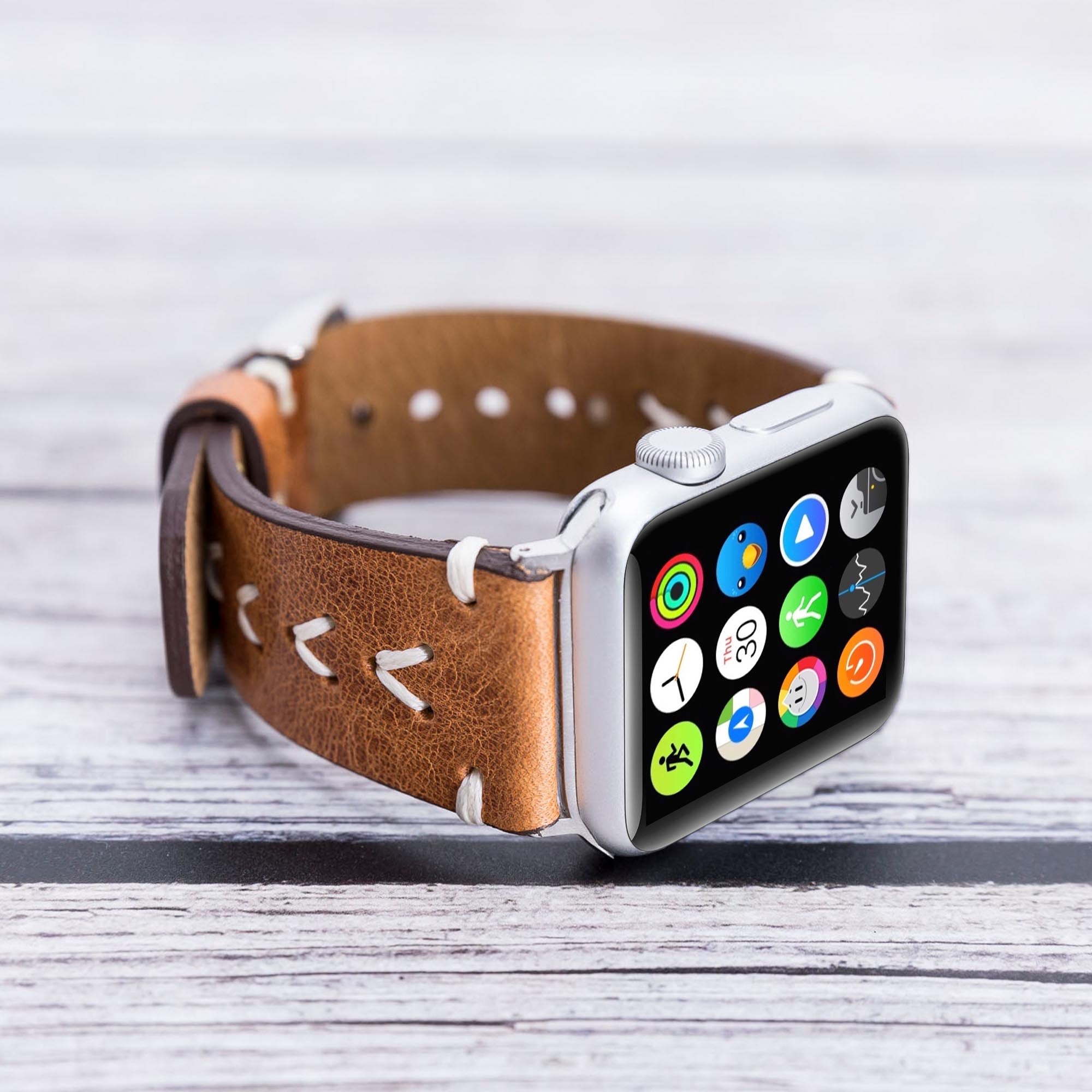 Full Grain Leather Band for Apple Watch - CAMEL - saracleather