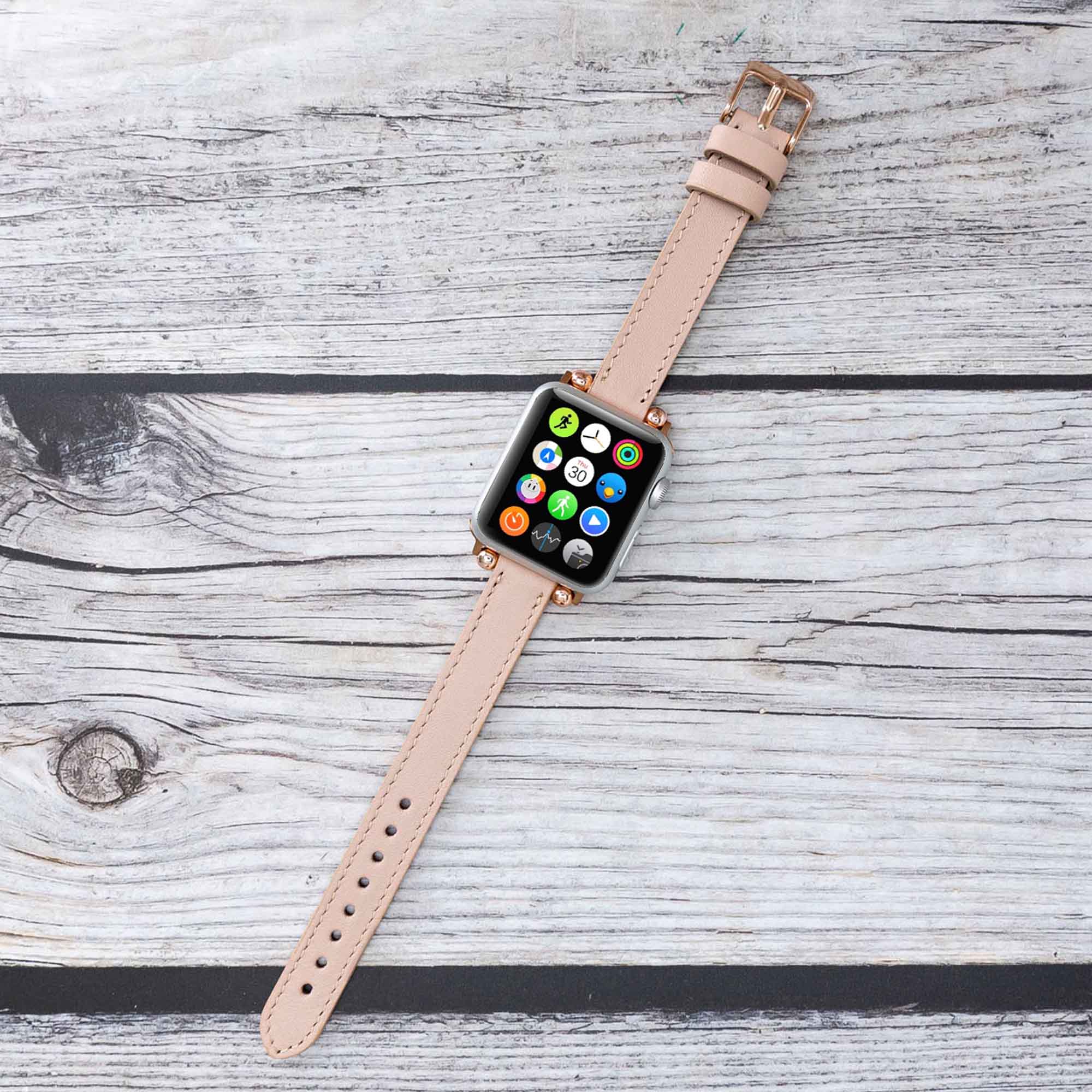 Ferro Strap - Full Grain Leather Band for Apple Watch - PINK - saracleather