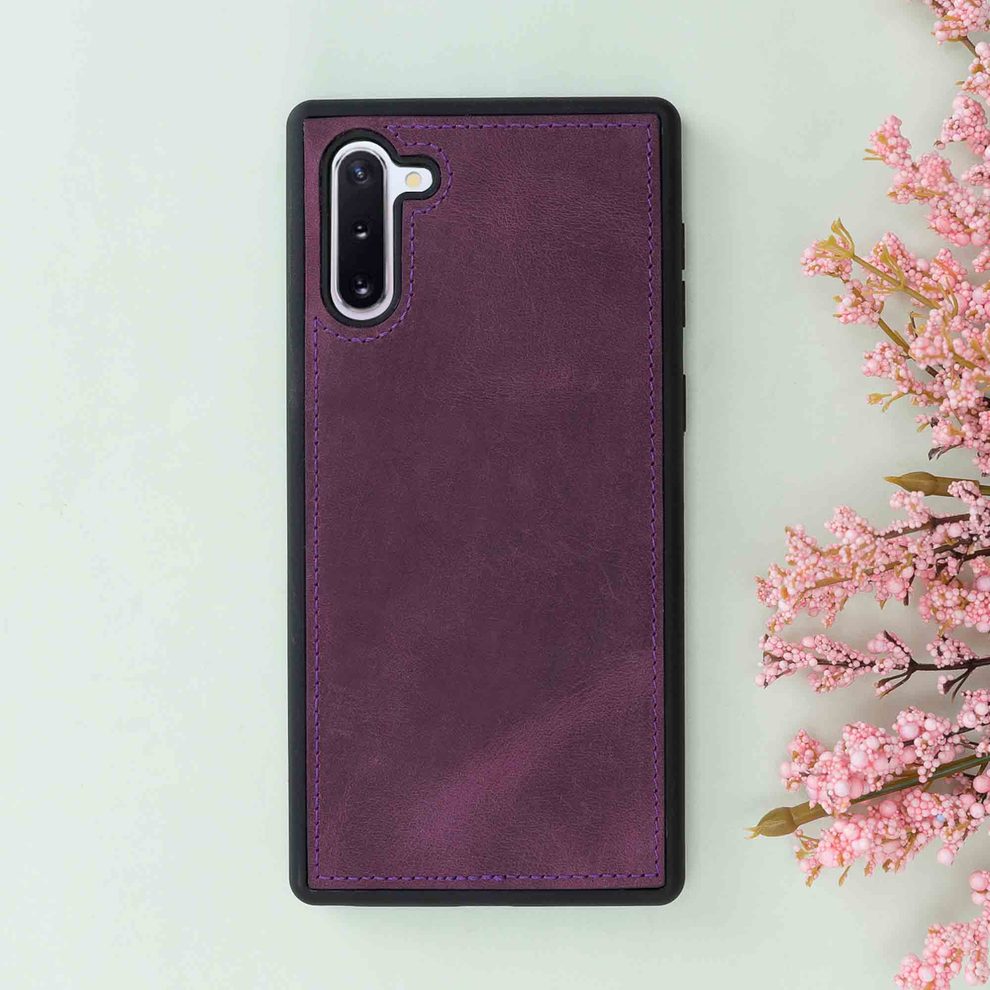 Magic Magnetic Detachable Leather Wallet Case for Samsung Galaxy Note 10 - PURPLE - saracleather