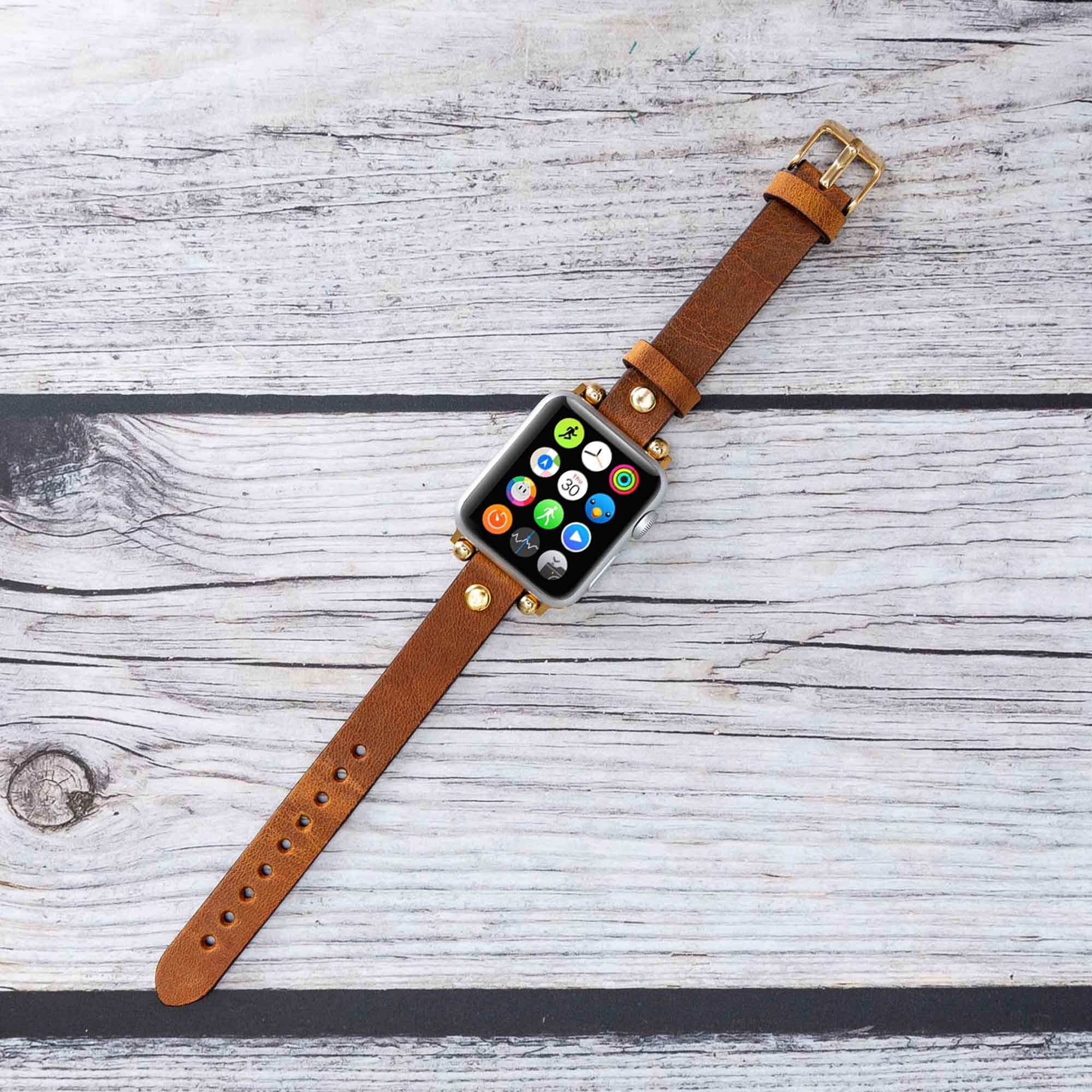 Ferro Strap - Full Grain Leather Band for Apple Watch - TAN - saracleather