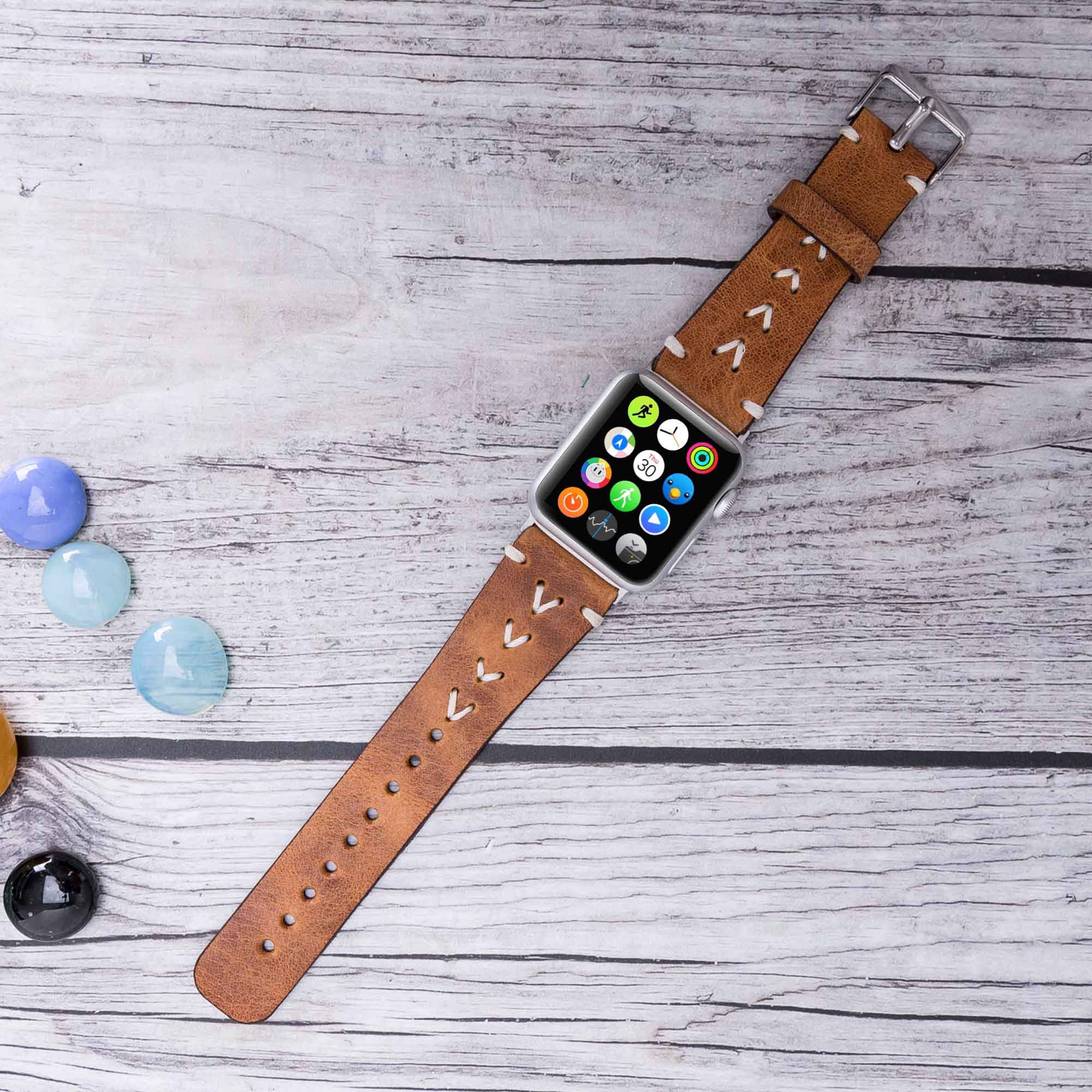 Full Grain Leather Band for Apple Watch - CAMEL - saracleather