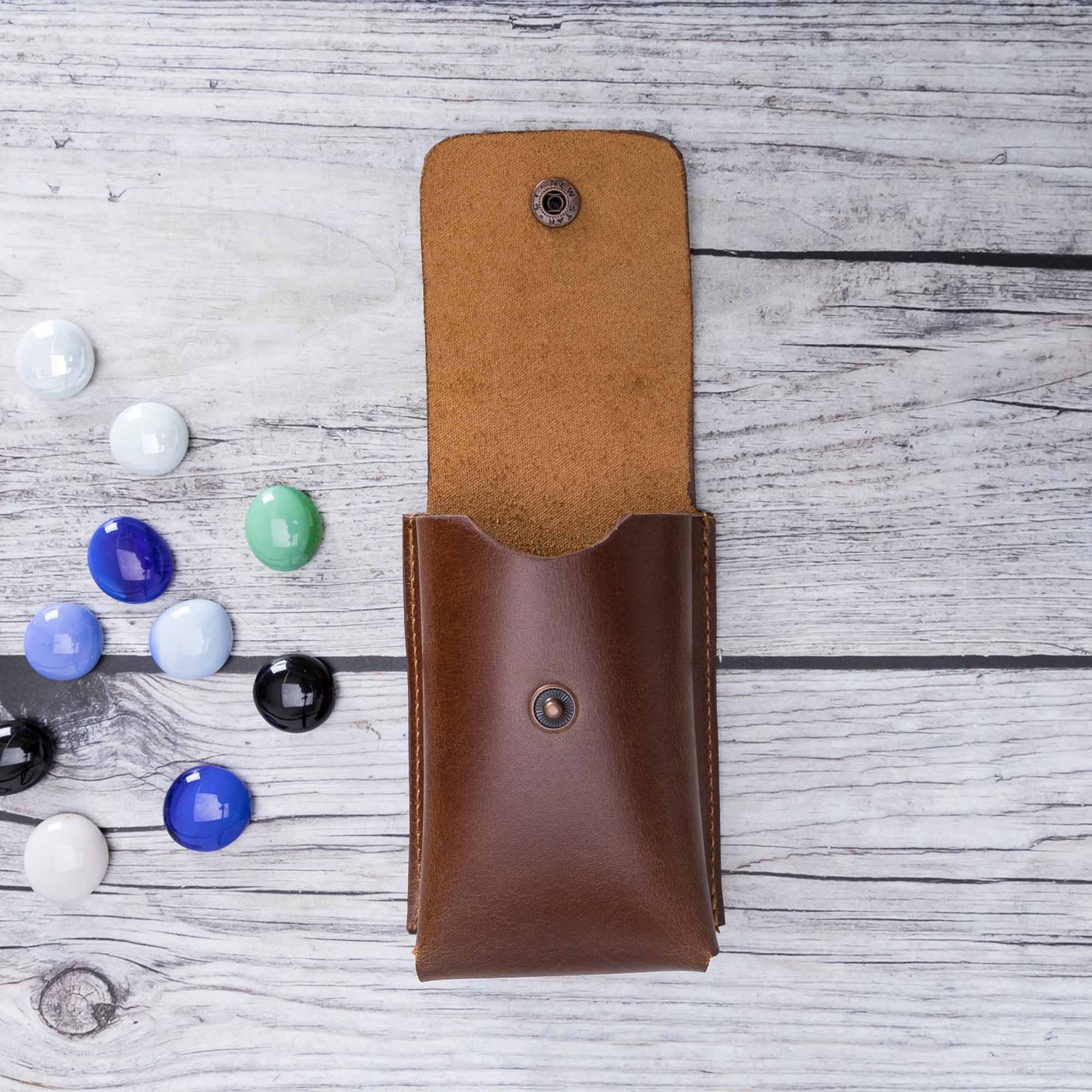 Troy Leather Case for Cigarette - BROWN - saracleather