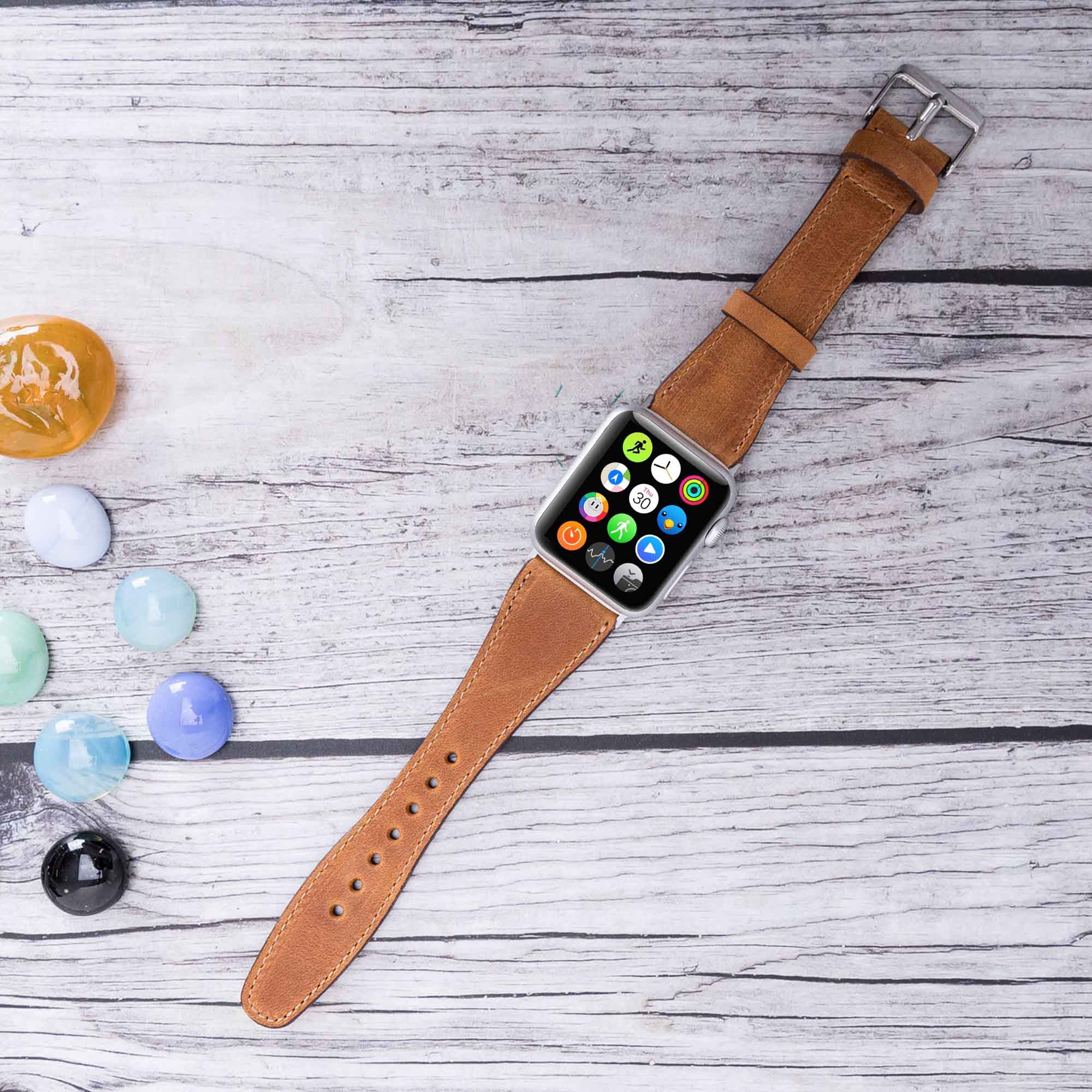 Full Grain Leather Band for Apple Watch - TAN - saracleather