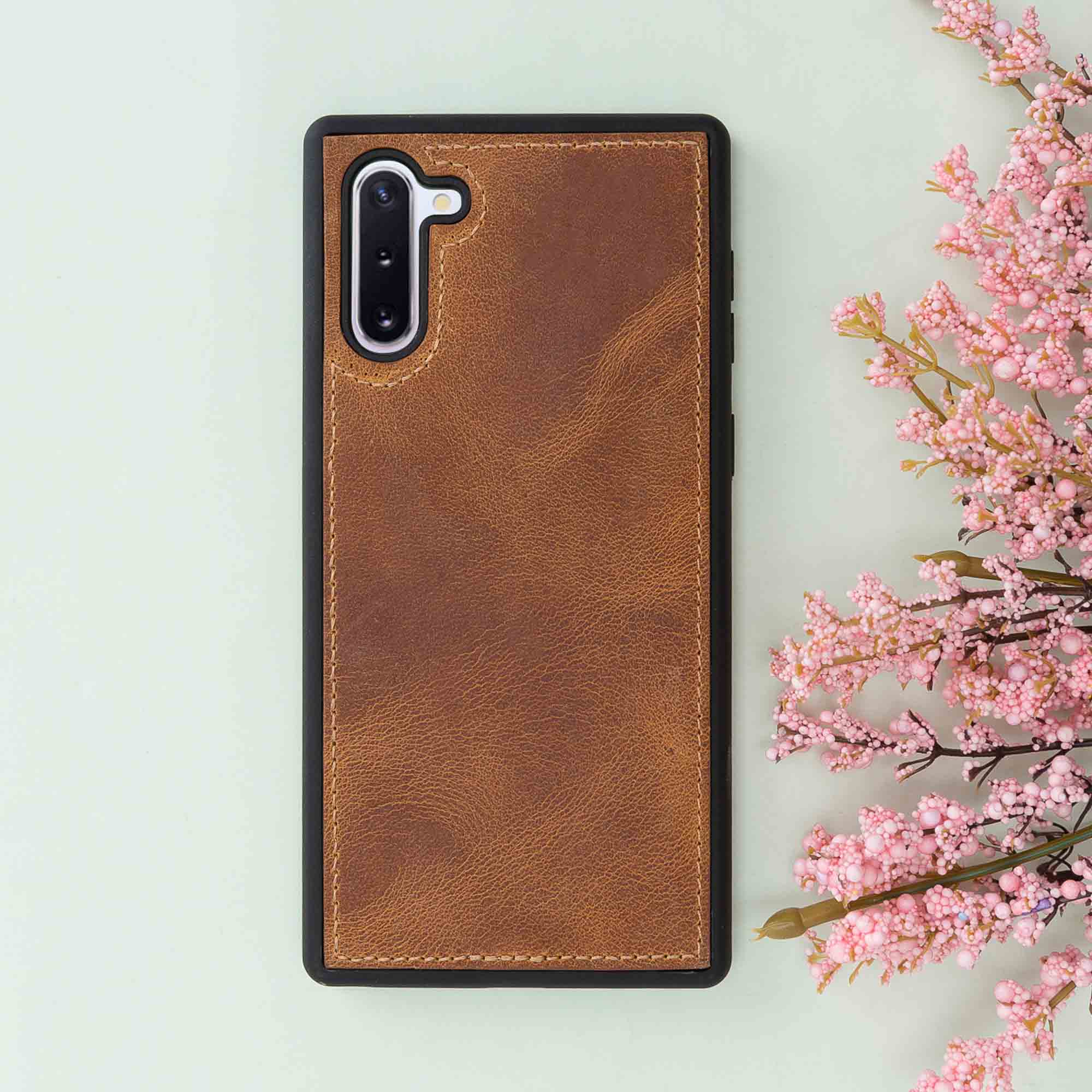 Magic Magnetic Detachable Leather Wallet Case for Samsung Galaxy Note 10 - TAN - saracleather