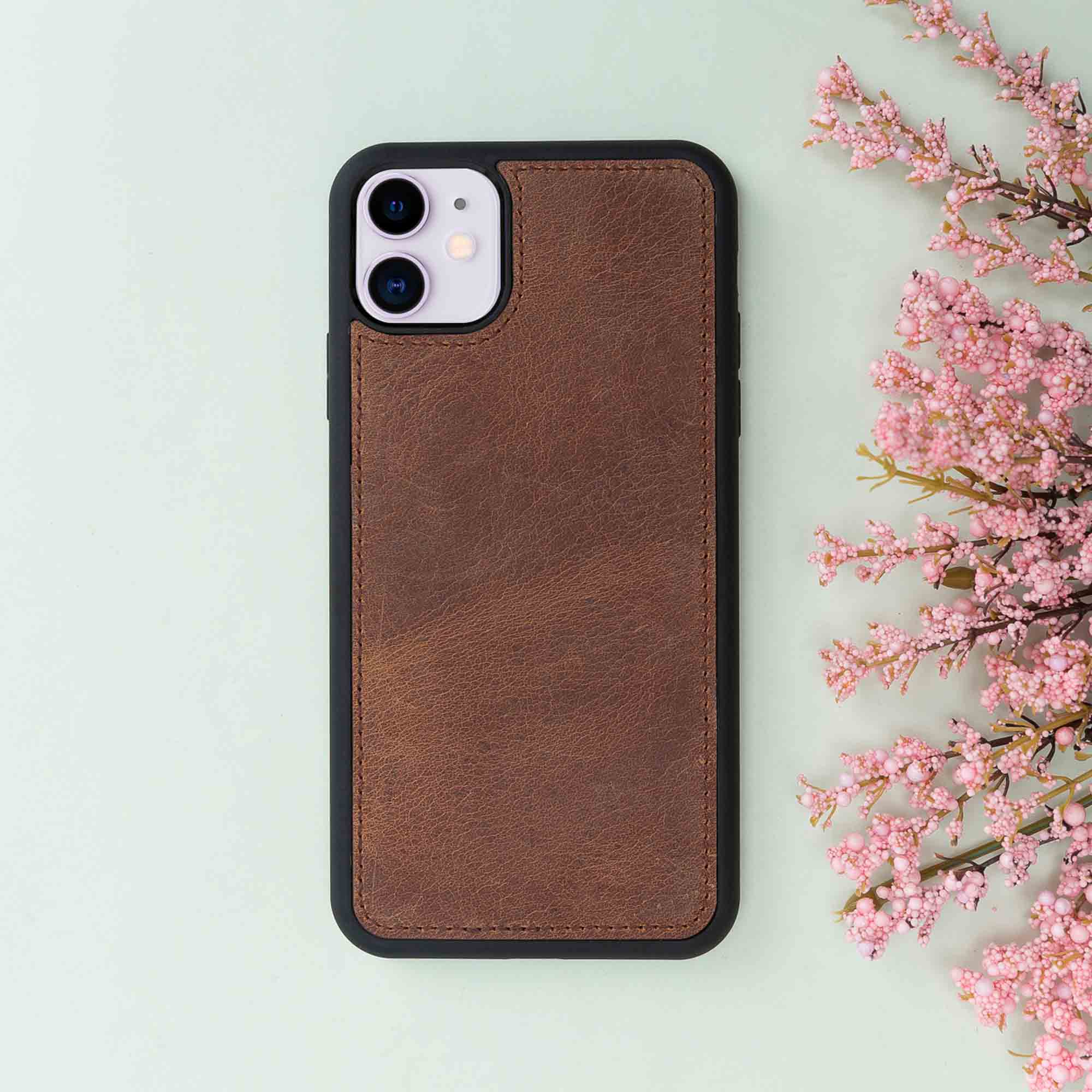 Magic Magnetic Detachable Leather Wallet Case for iPhone 11 (6.1") - BROWN - saracleather