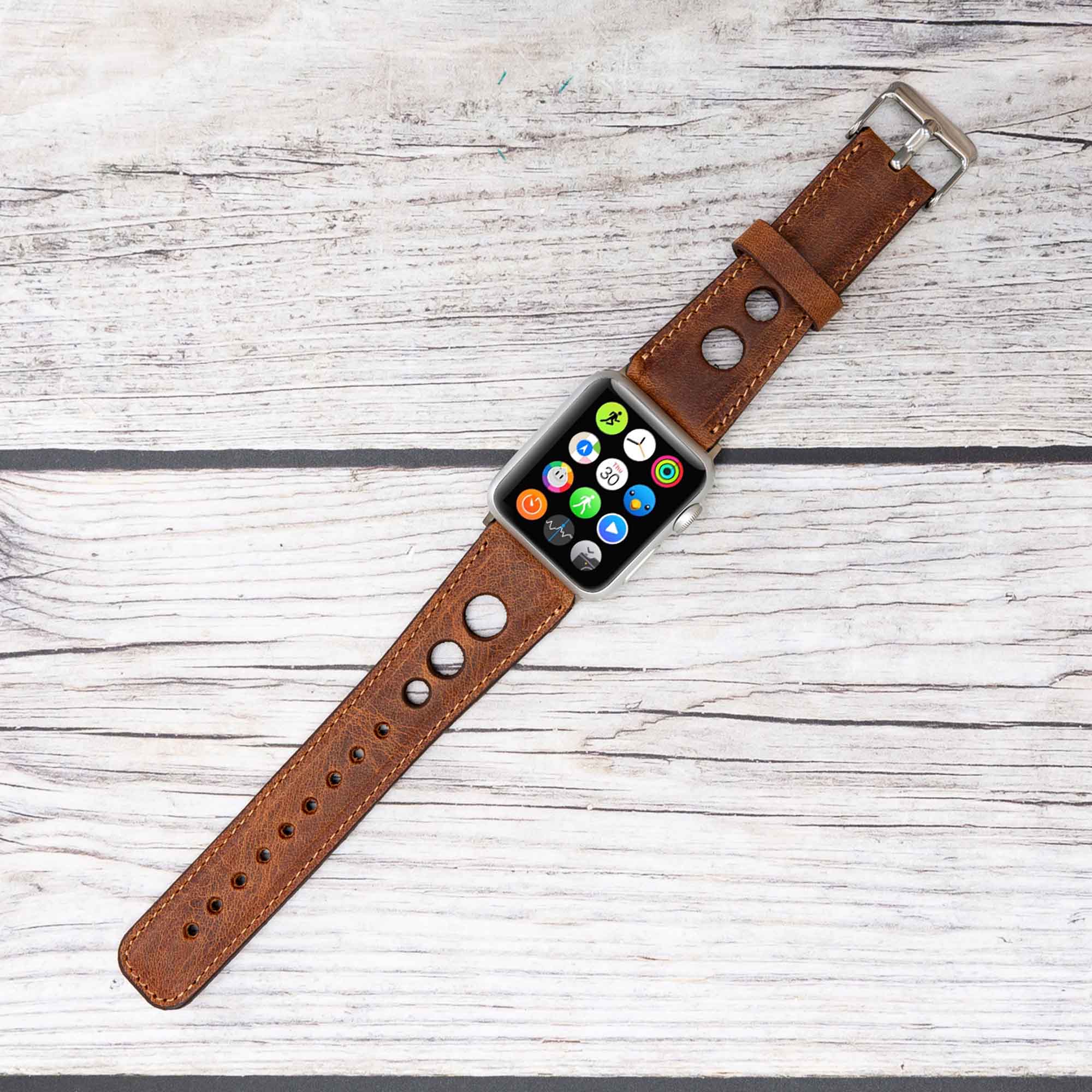 Holo Strap: Full Grain Leather Band for Apple Watch 38mm / 40mm - BROWN - saracleather