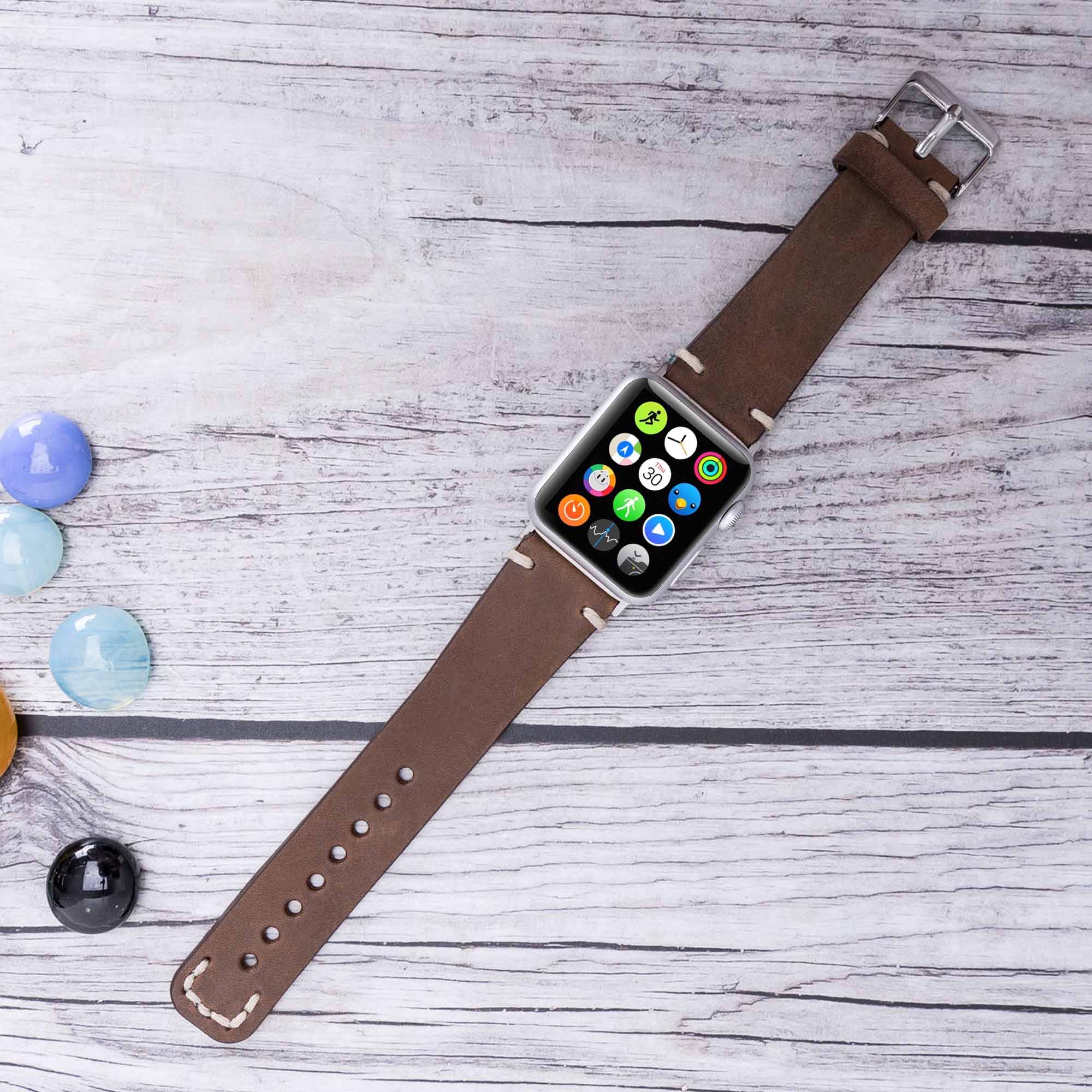 Full Grain Leather Band for Apple Watch - BROWN - saracleather