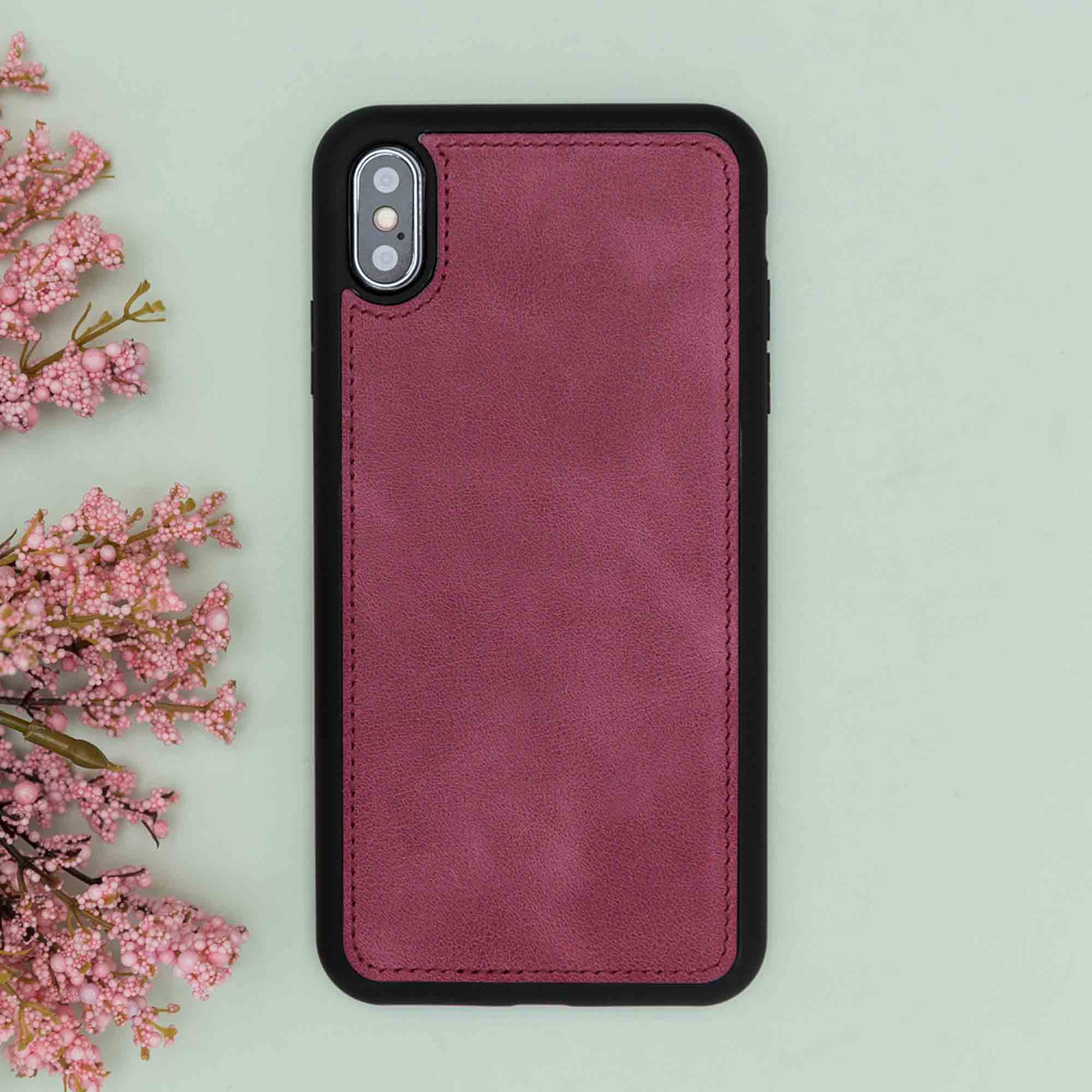 Magic Magnetic Detachable Leather Wallet Case for iPhone XS Max (6.5") - FUCHSIA - saracleather