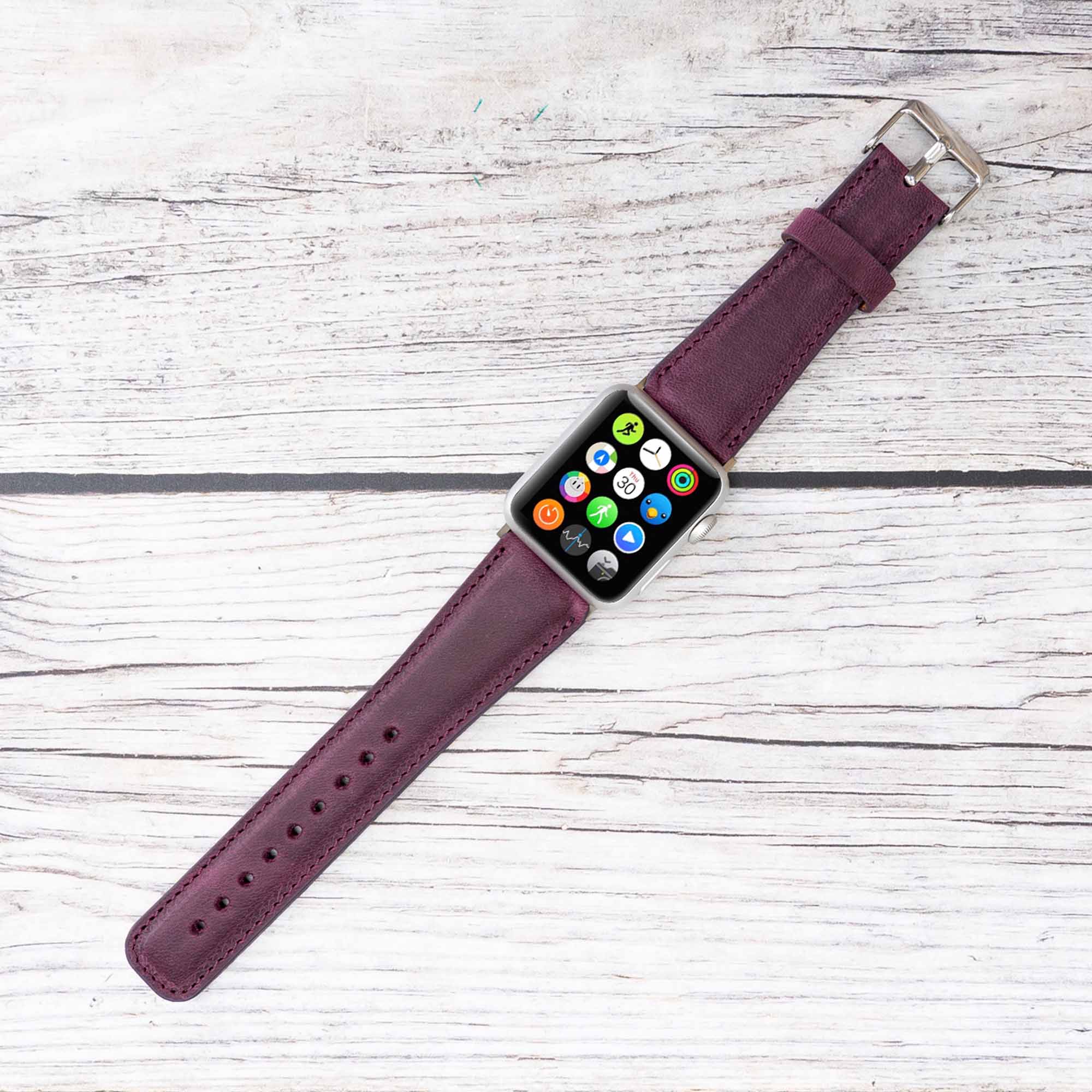 Full Grain Leather Band for Apple Watch - PURPLE - saracleather