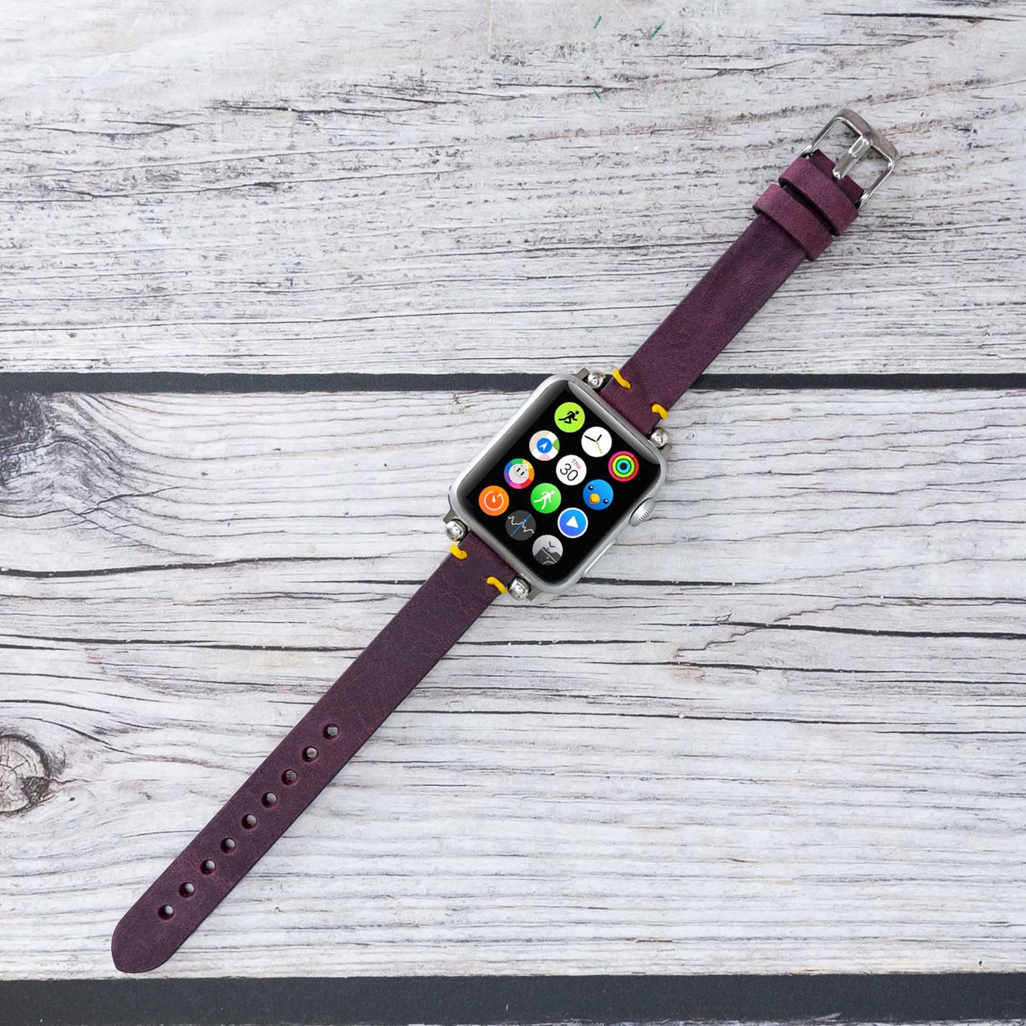 Ferro Strap - Full Grain Leather Band for Apple Watch - PURPLE - saracleather