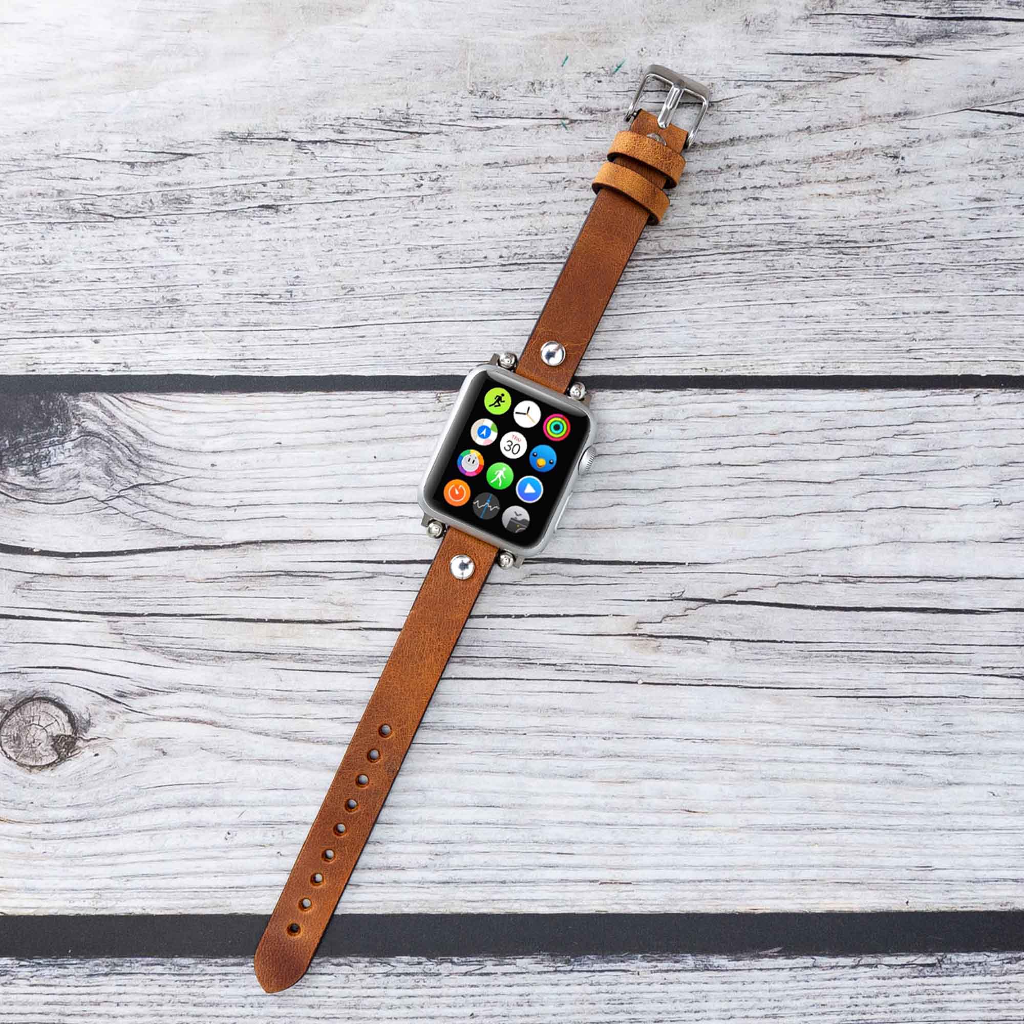 Ferro Strap - Full Grain Leather Band for Apple Watch - TAN - saracleather