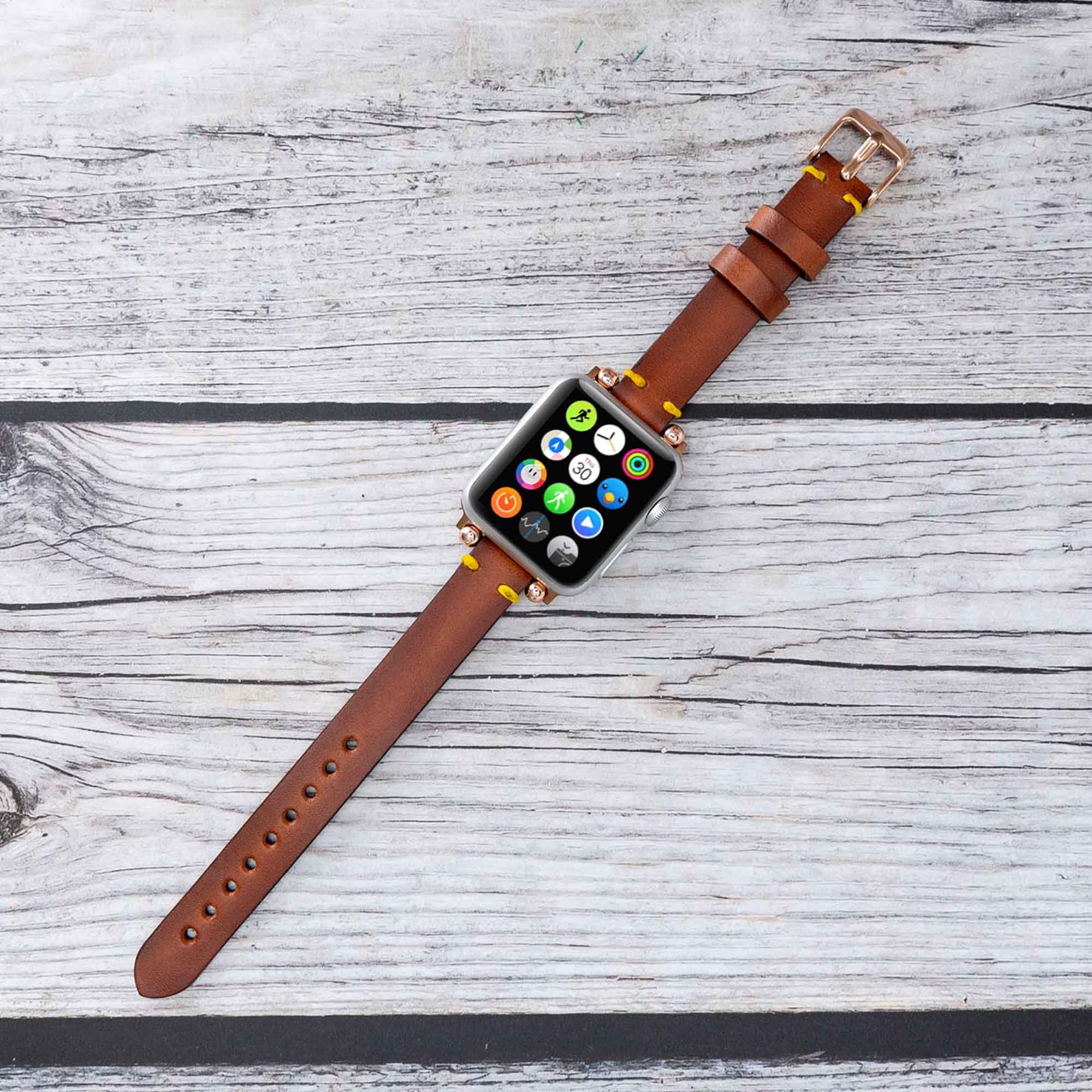 Ferro Strap - Full Grain Leather Band for Apple Watch - EFFECT BROWN - saracleather