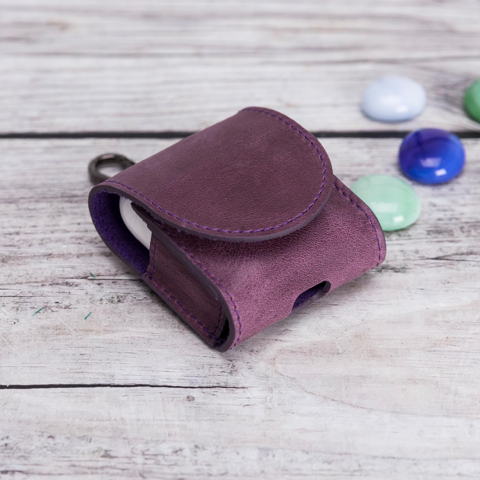 Mai Magnet Leather Case for AirPods 1 & 2 - PURPLE - saracleather