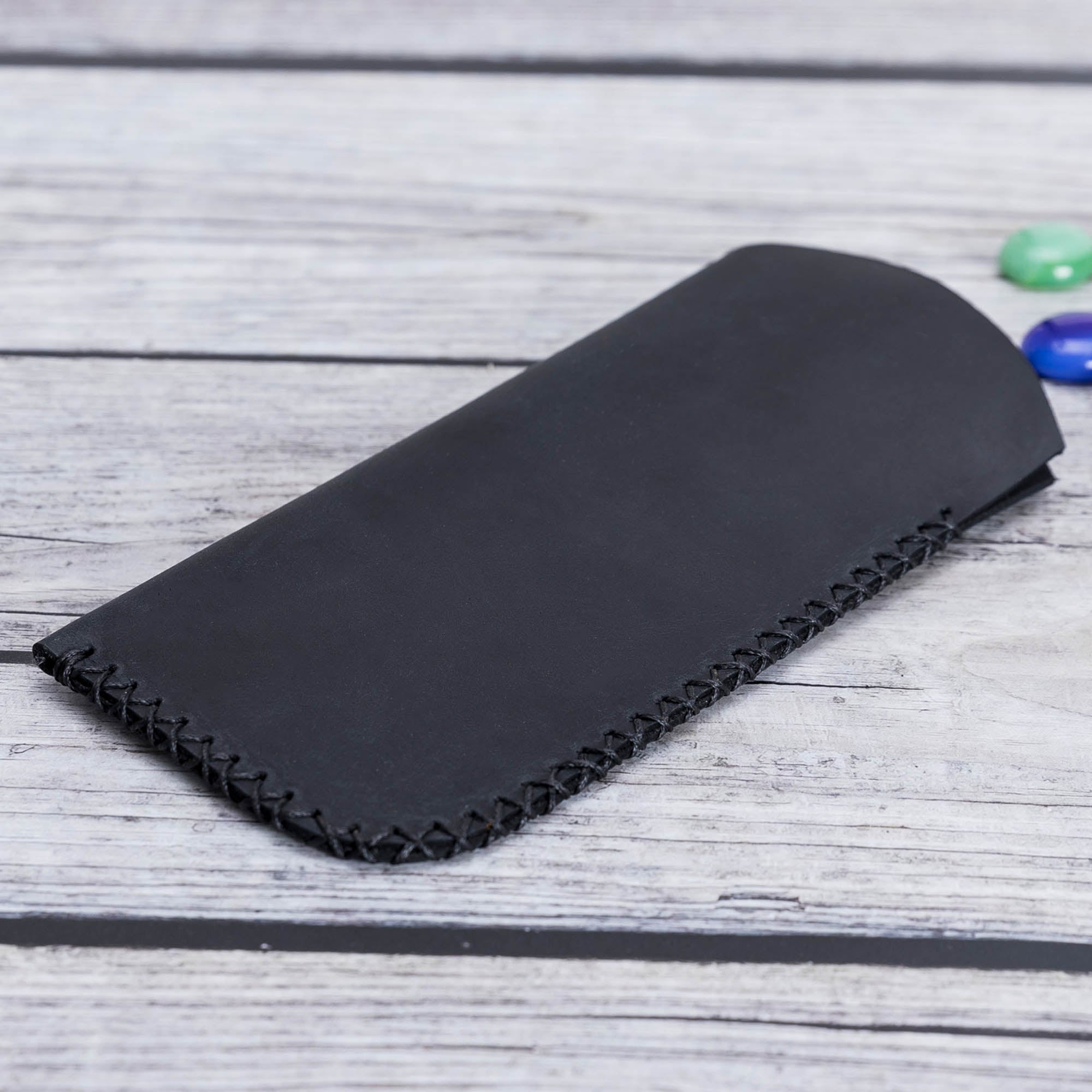 Leather Case For Glasses - BLACK - saracleather