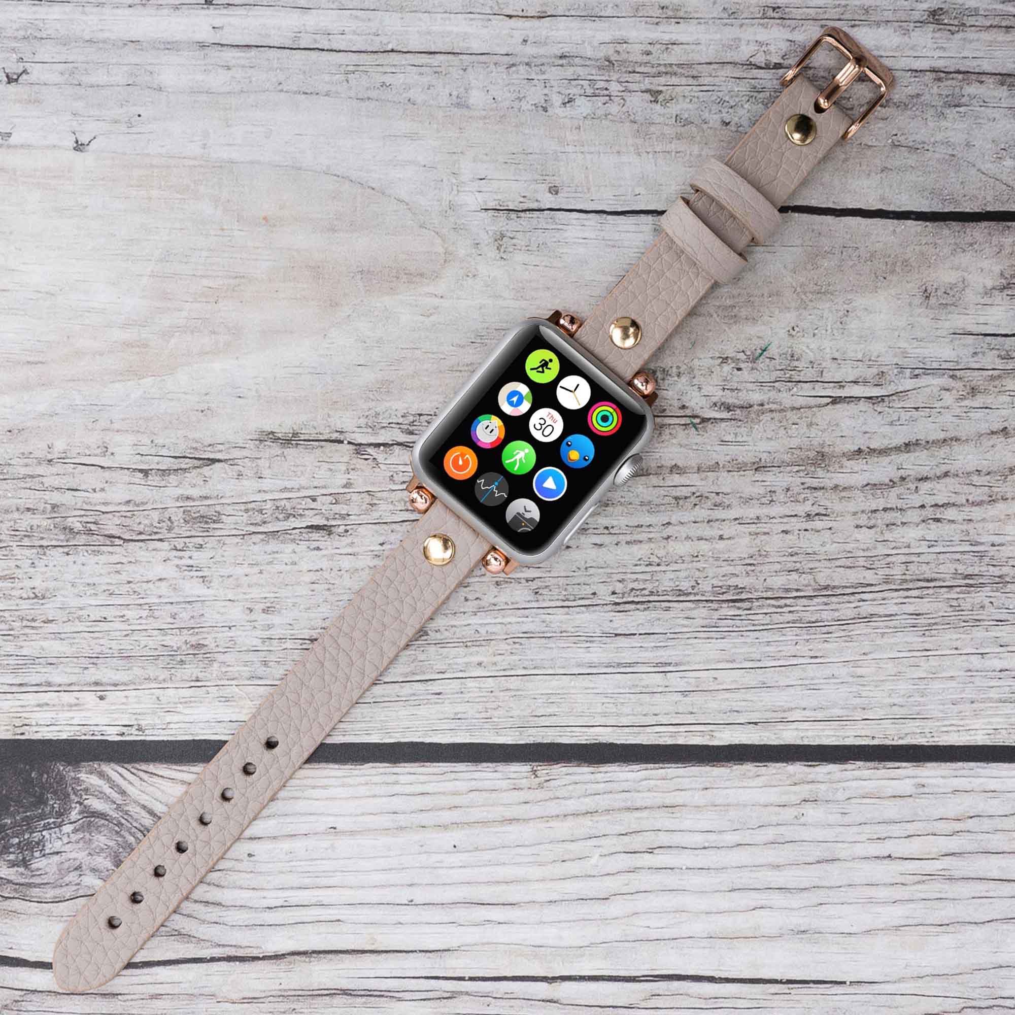 Ferro Strap - Full Grain Leather Band for Apple Watch - GRAY - saracleather