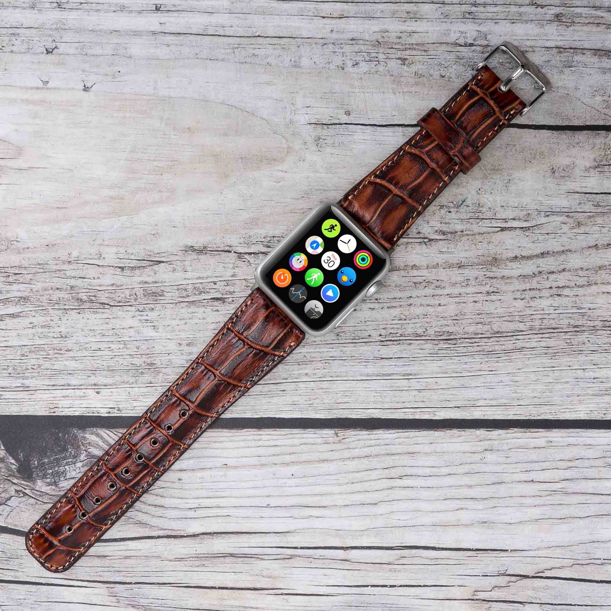 Full Grain Leather Band for Apple Watch - BROWN - saracleather